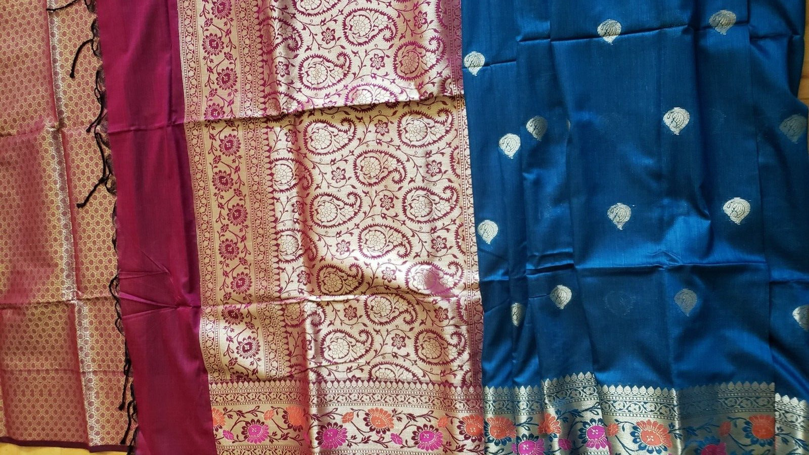 Silk Saree Banarasi Meenakari Zari Woven Unstitched Brocade Blouse Party Wear