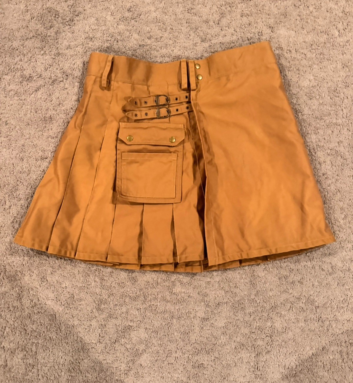 UTK Utility Kilt Size 44 Poly Cotton Brown Hook & Loop Adjustable Waist Pockets