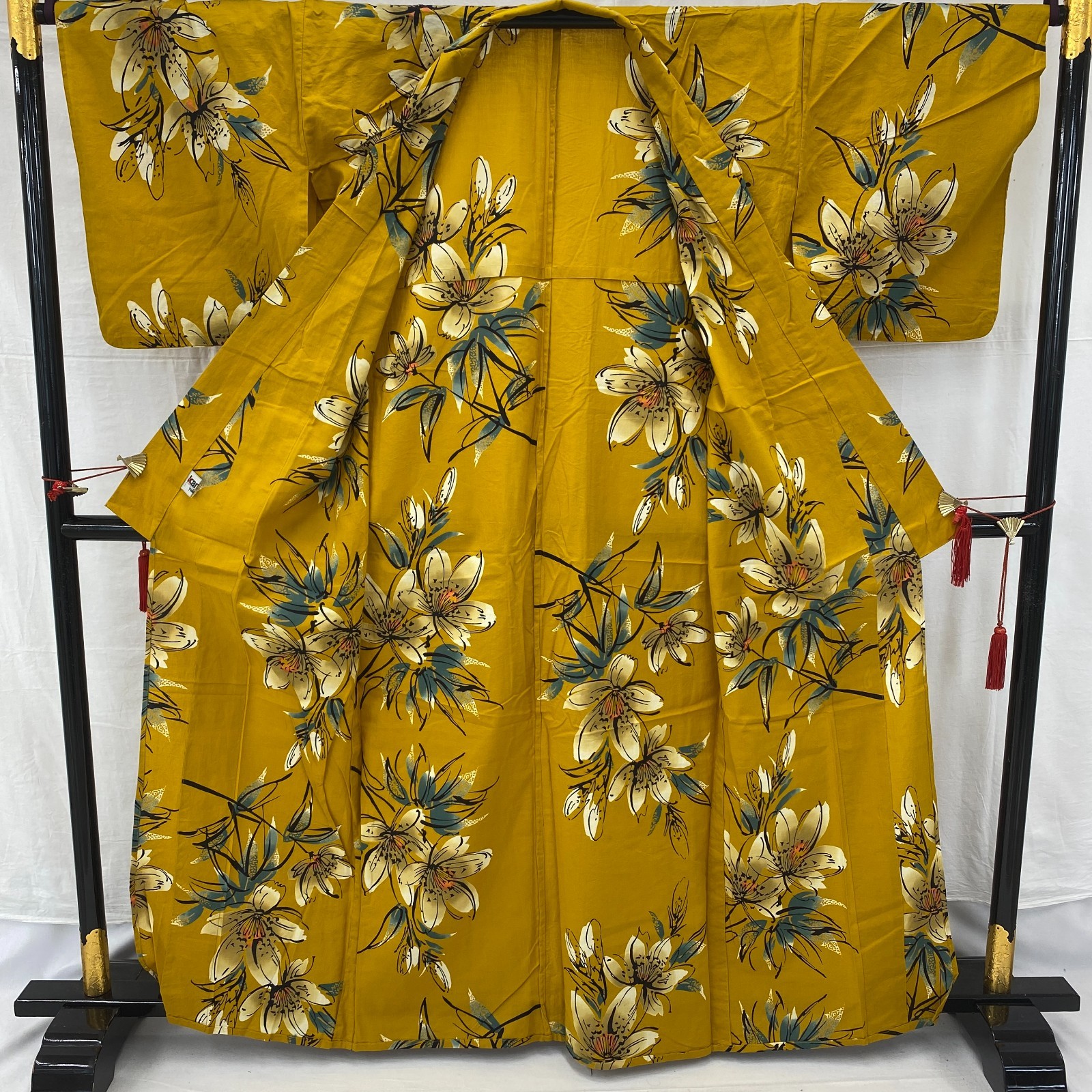 Japanese Vintage Kimono Yukata Cotton Brown No Lining Traditional Length 62 in