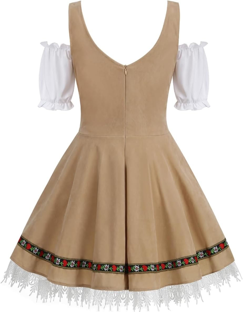 Women’s Oktoberfest Costume Velvet German Bavarian Dress Halloween Carnival LARG