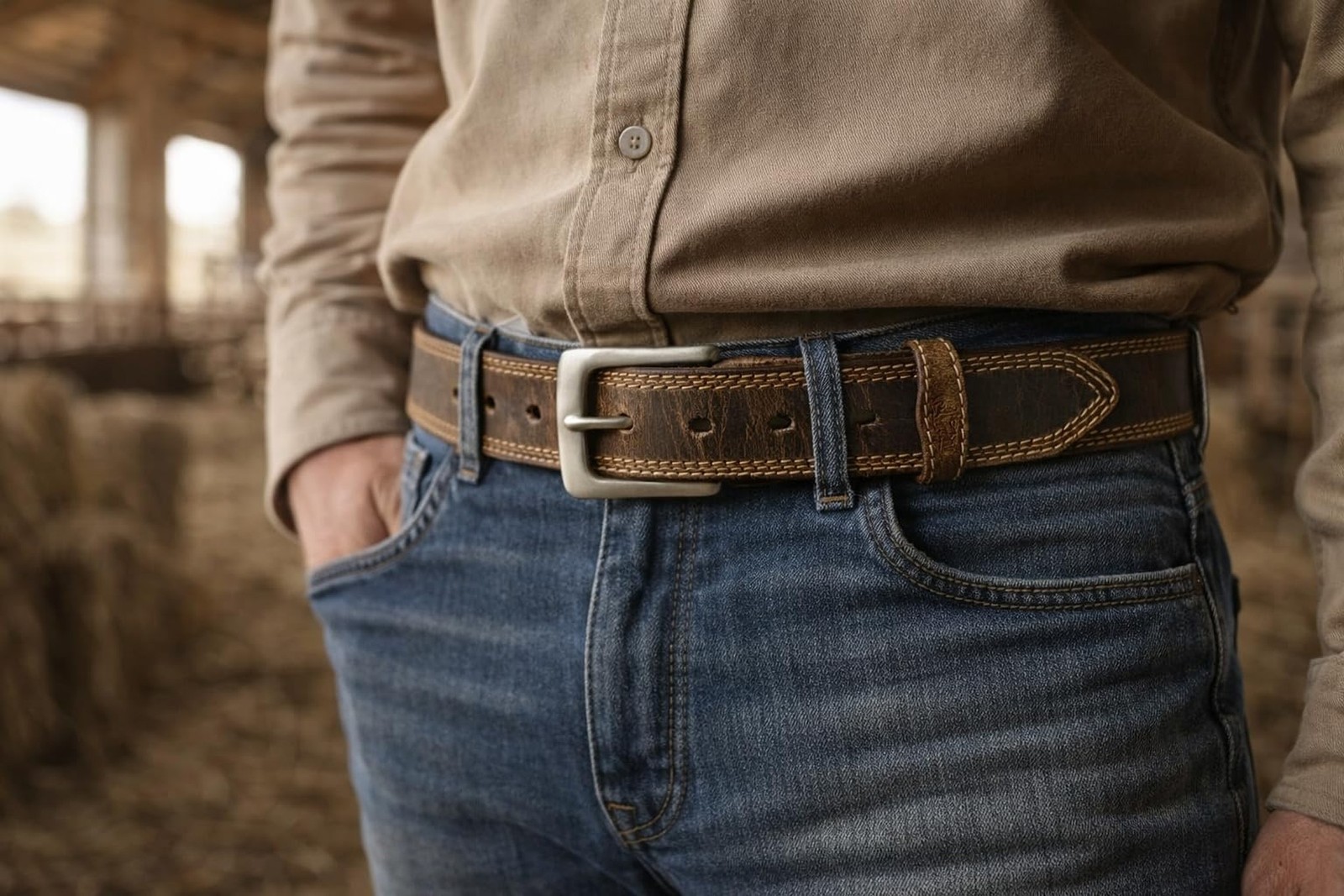 Red Wing Shoes Men’s Triple Stitch Leather Belt, 1.5″ Full Grain Leather, Hee…