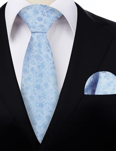 Mens 3.15inches Exquisite Floral Tie with Small Flower D142-baby Blue-d