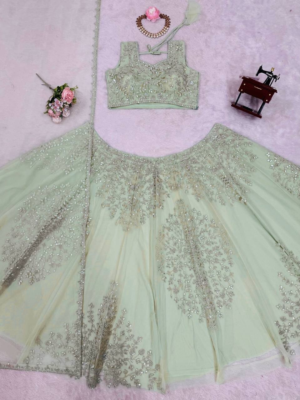 Premium Designer Butterfly Net Lehenga Choli With Dupatta For Wedding Wear