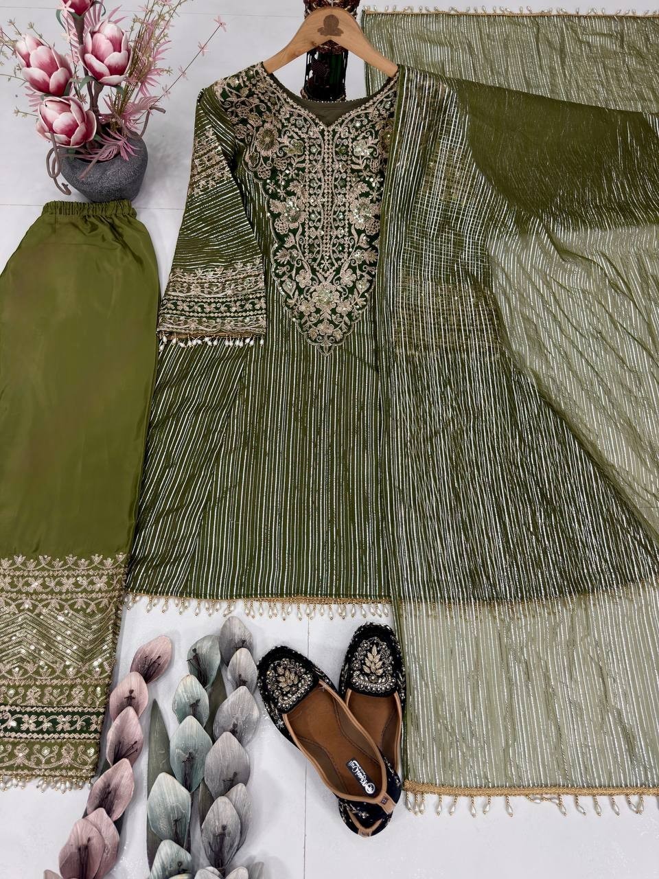 New Designer Nylon Lining Salwar Kameez With Dupatta For Wedding & Party