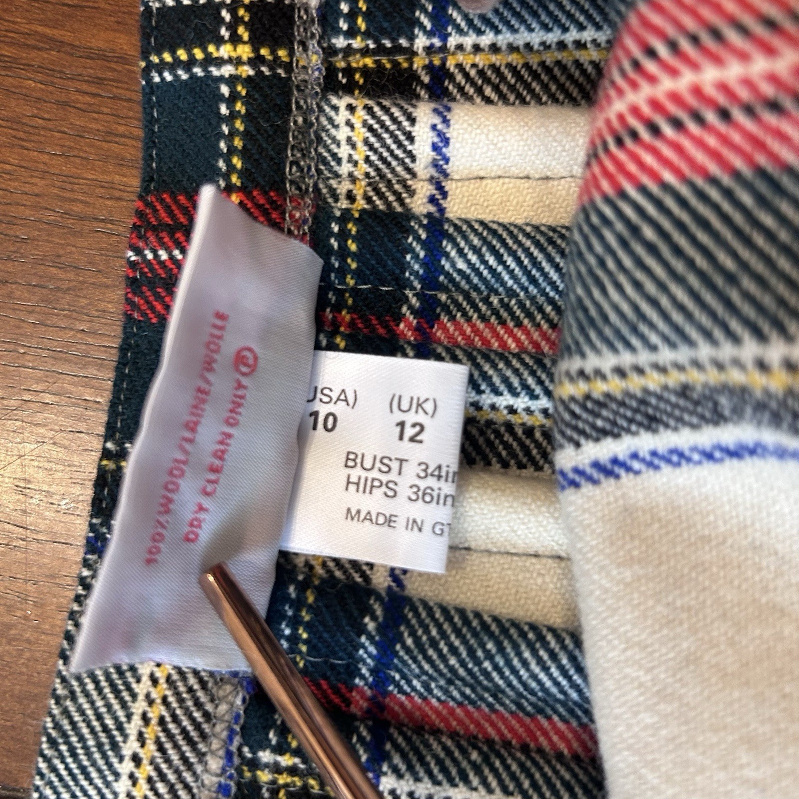 MOSBROOK AUTHENTIC TARTAN 100% WOOL LEATHER BUCKLE KILT SIZE 10 SCOTTISH