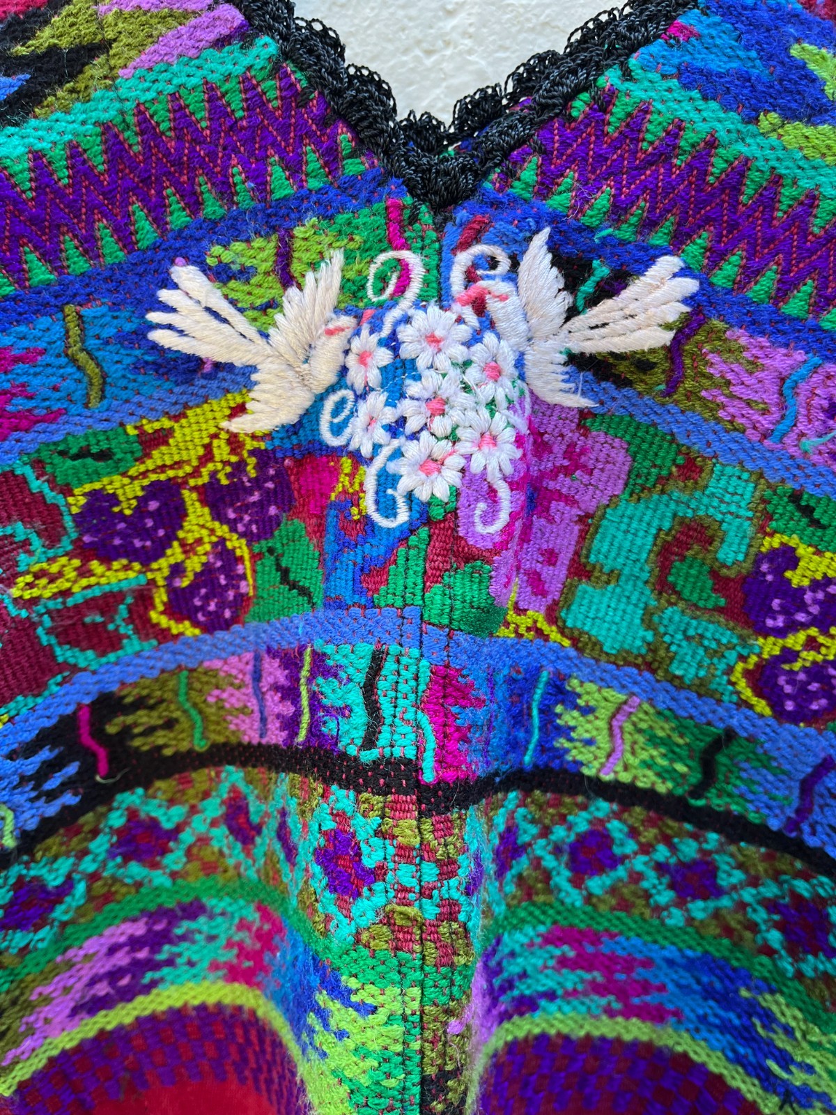 Vintage Child’s Dove Bird & Floral Guatemalan Huipil – Handwoven (EH)