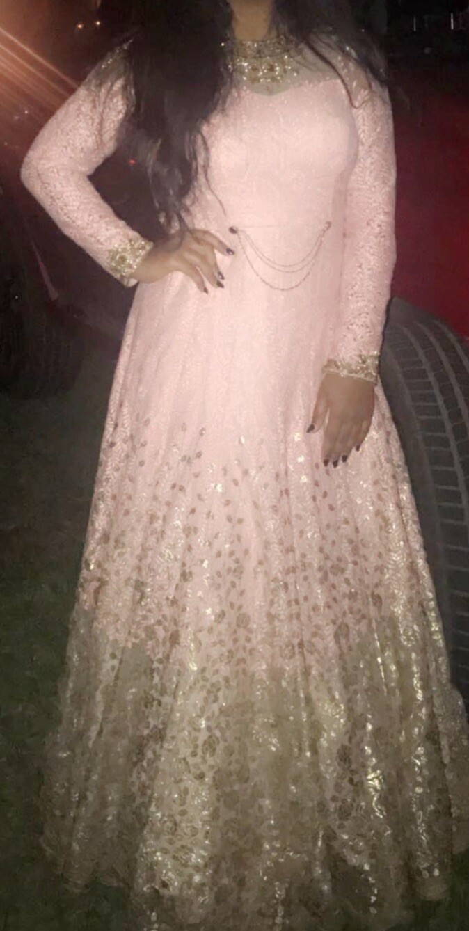 Karishma Indian Dress – Pink sparkly gown style floor length