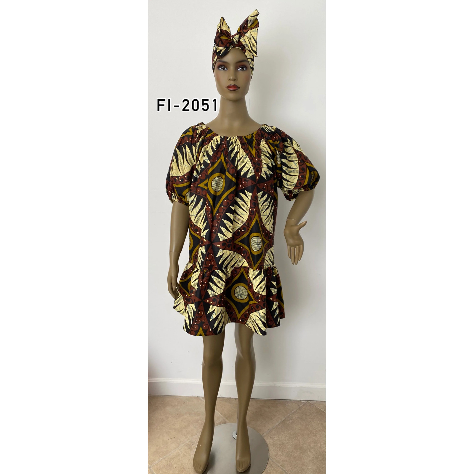 African Women’s Short Sleeve Off Shoulder Dress – FI-2051