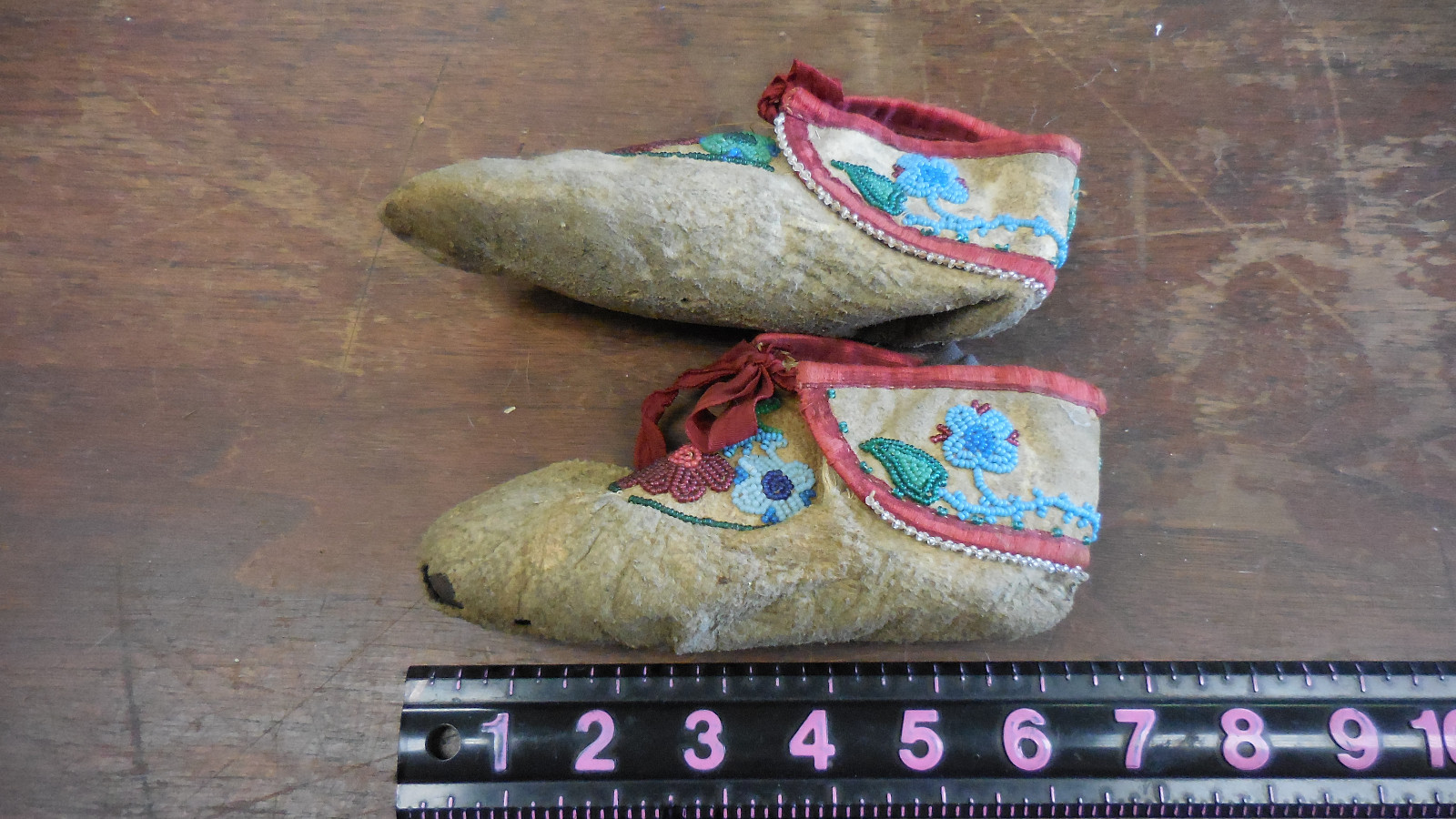 Authentic Native American Beaded Baby Moccasins–some damage