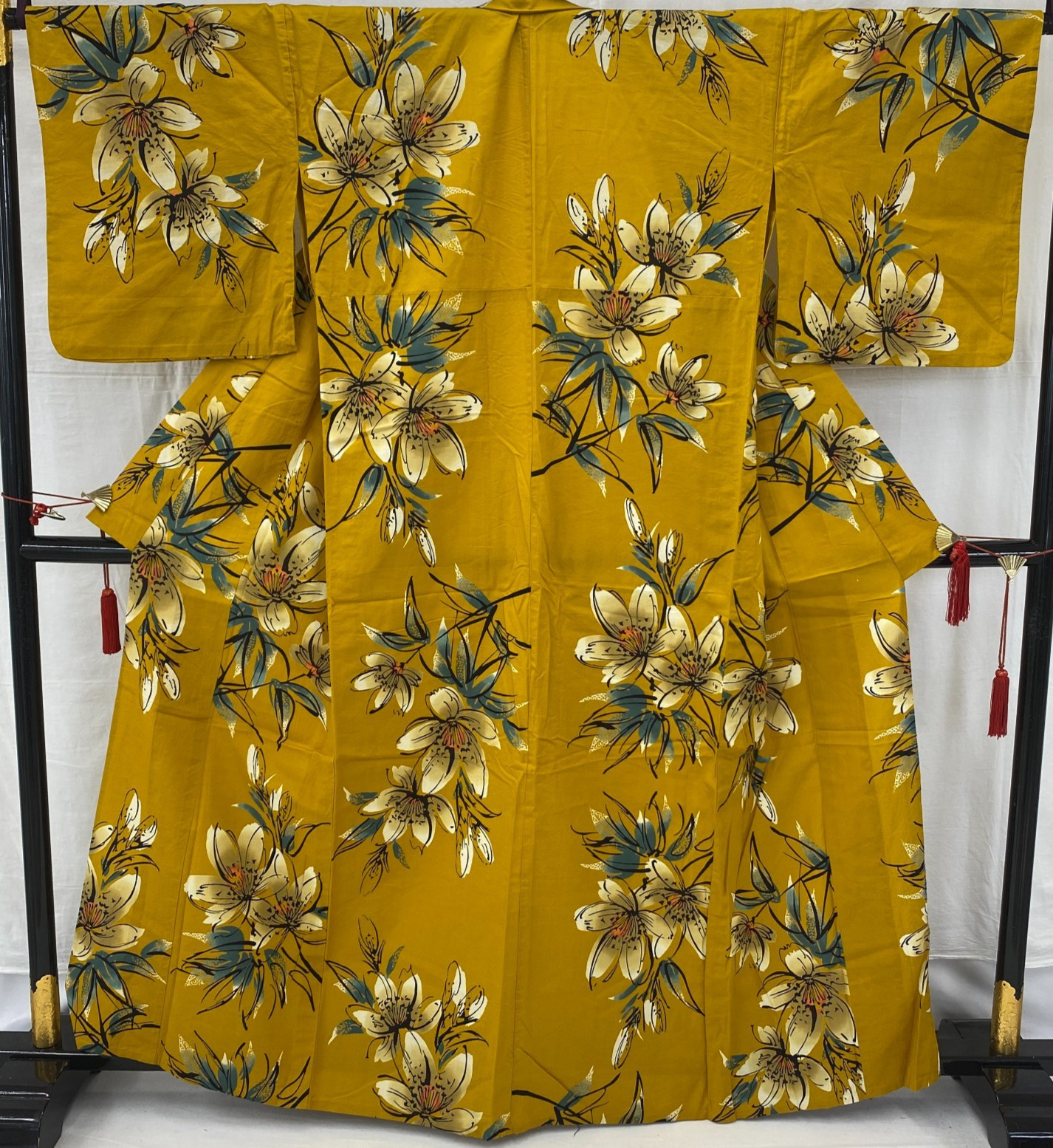 Japanese Vintage Kimono Yukata Cotton Brown No Lining Traditional Length 62 in