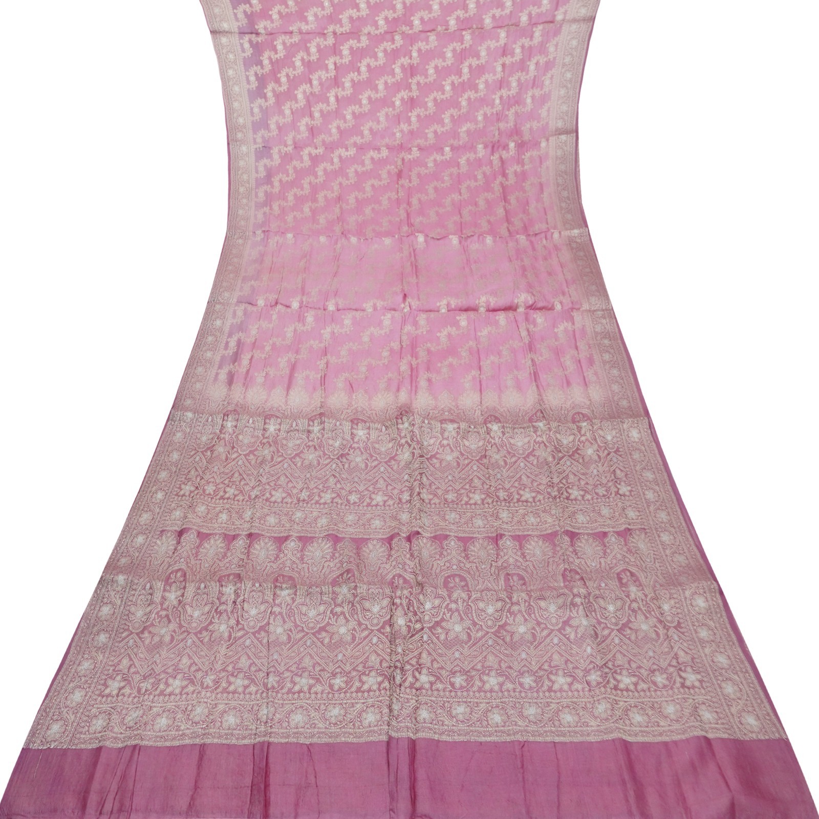 Vintage Pink Sarees 100% Pure Silk Woven Indian Sari 6YD Decor Craft Fabric