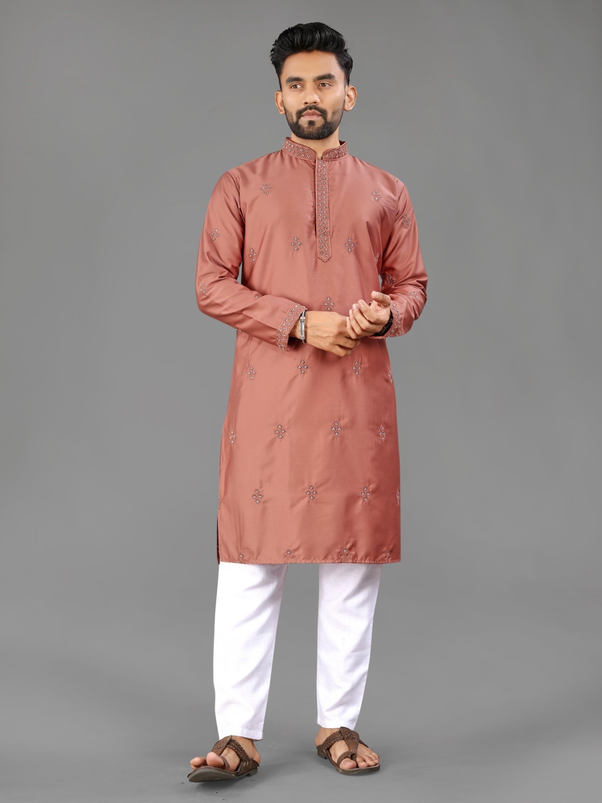 Men Kurta Set Pakistani Kurta Pyjama Indian Suits Sherwani Wedding Party Groom L