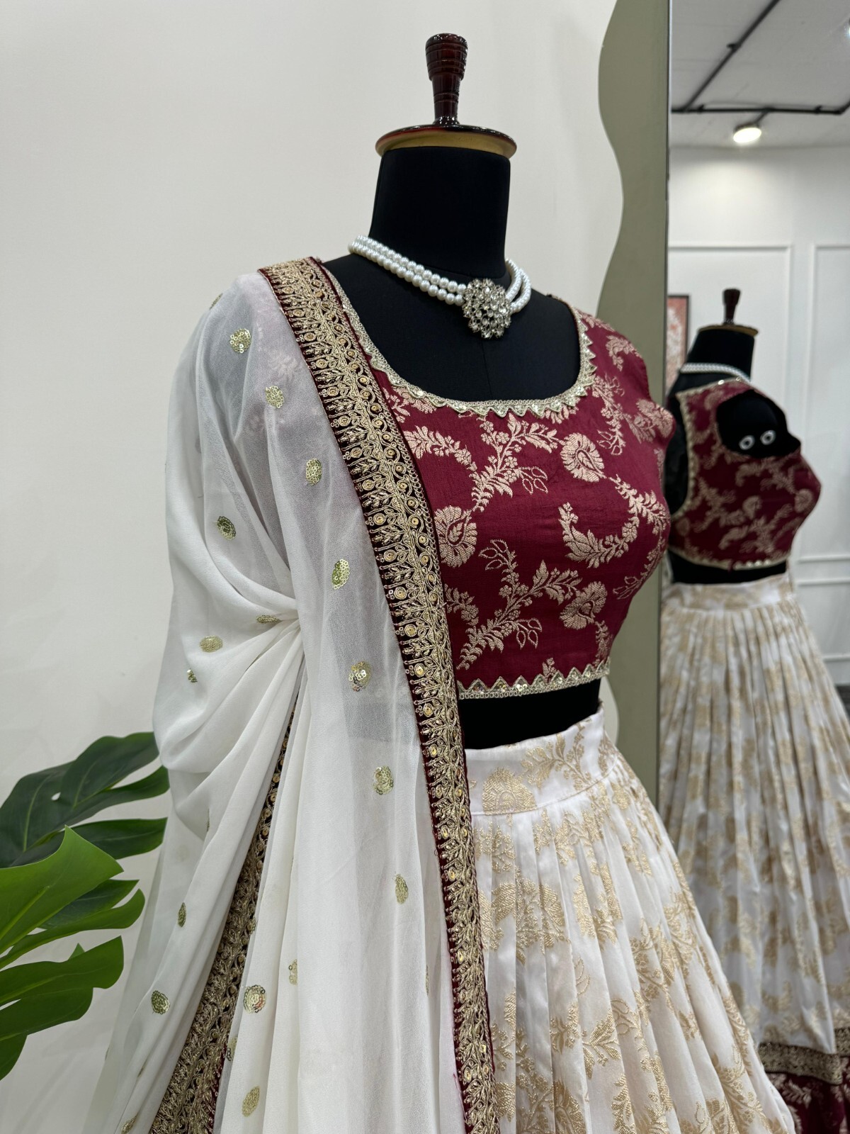 Traditional Function Jacquard Coding Sequence Work Lehenga Blouse Dupatta RTC-BC
