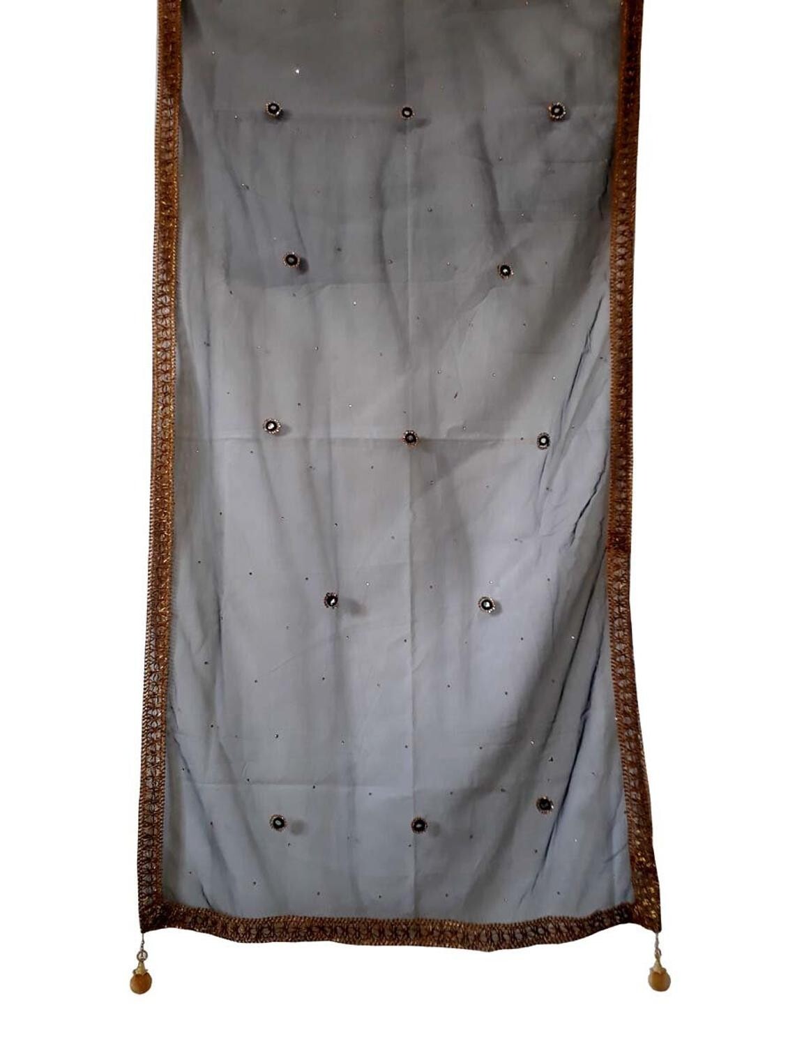 Indian Bollywood Mirror Work Net Black Dupatta,Scarf,Shwal,Chunni Wedding Women