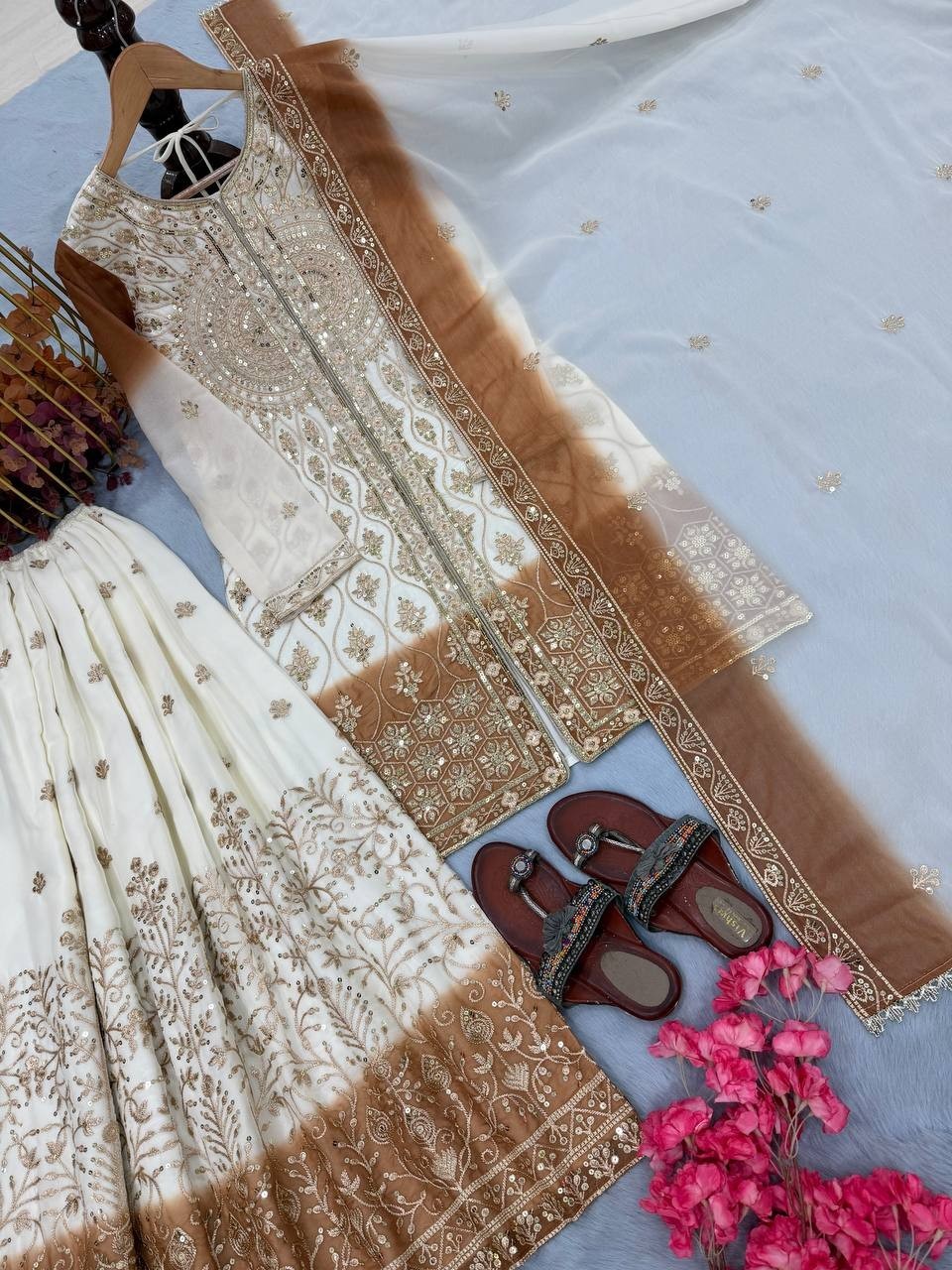Stunning Designer Star Georgette Kurta Palazzo With Dupatta For Women