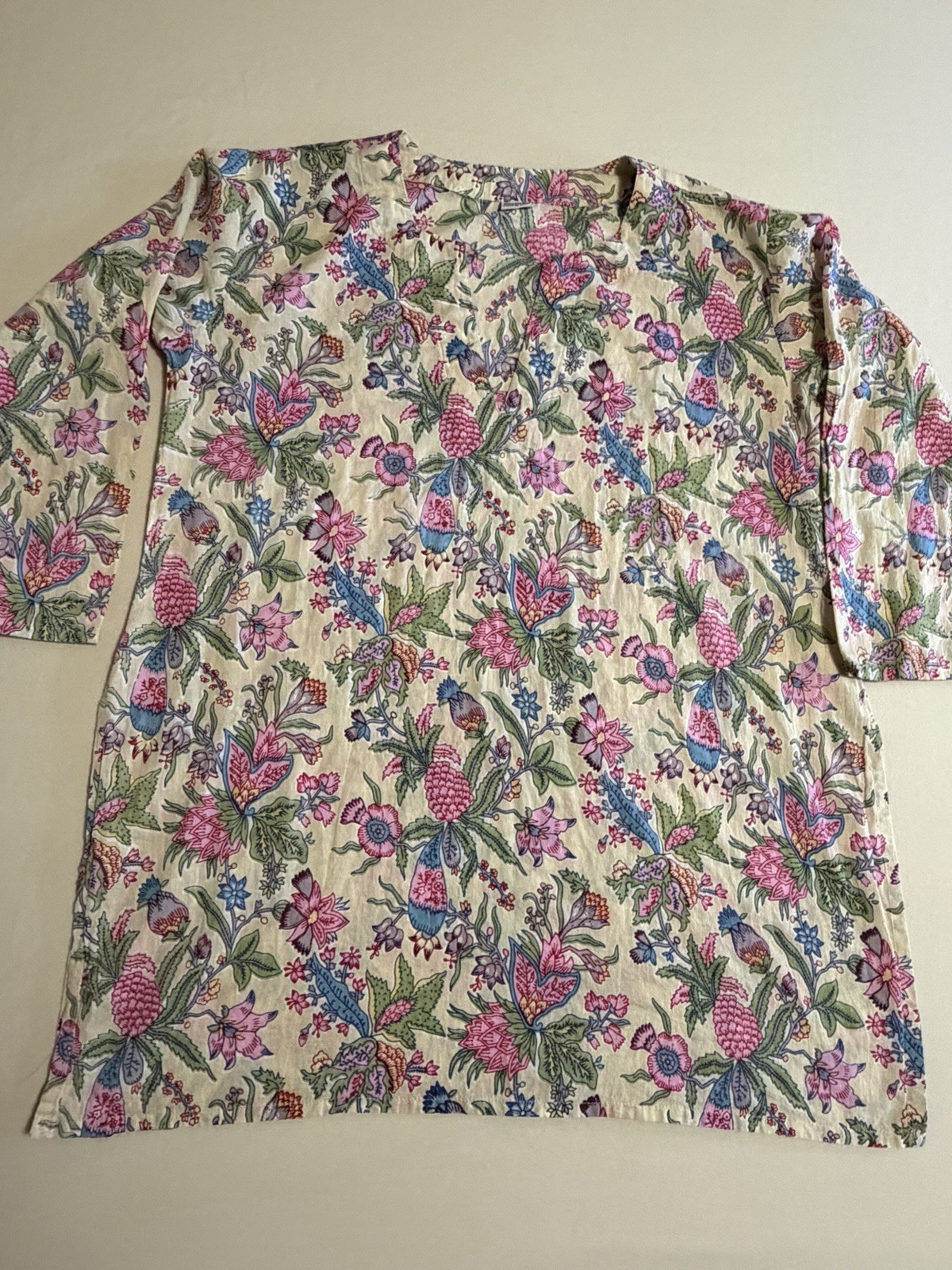 Size Medium Women Soft Lightweight 100% Indian Cotton Floral Print Kurti Tunic