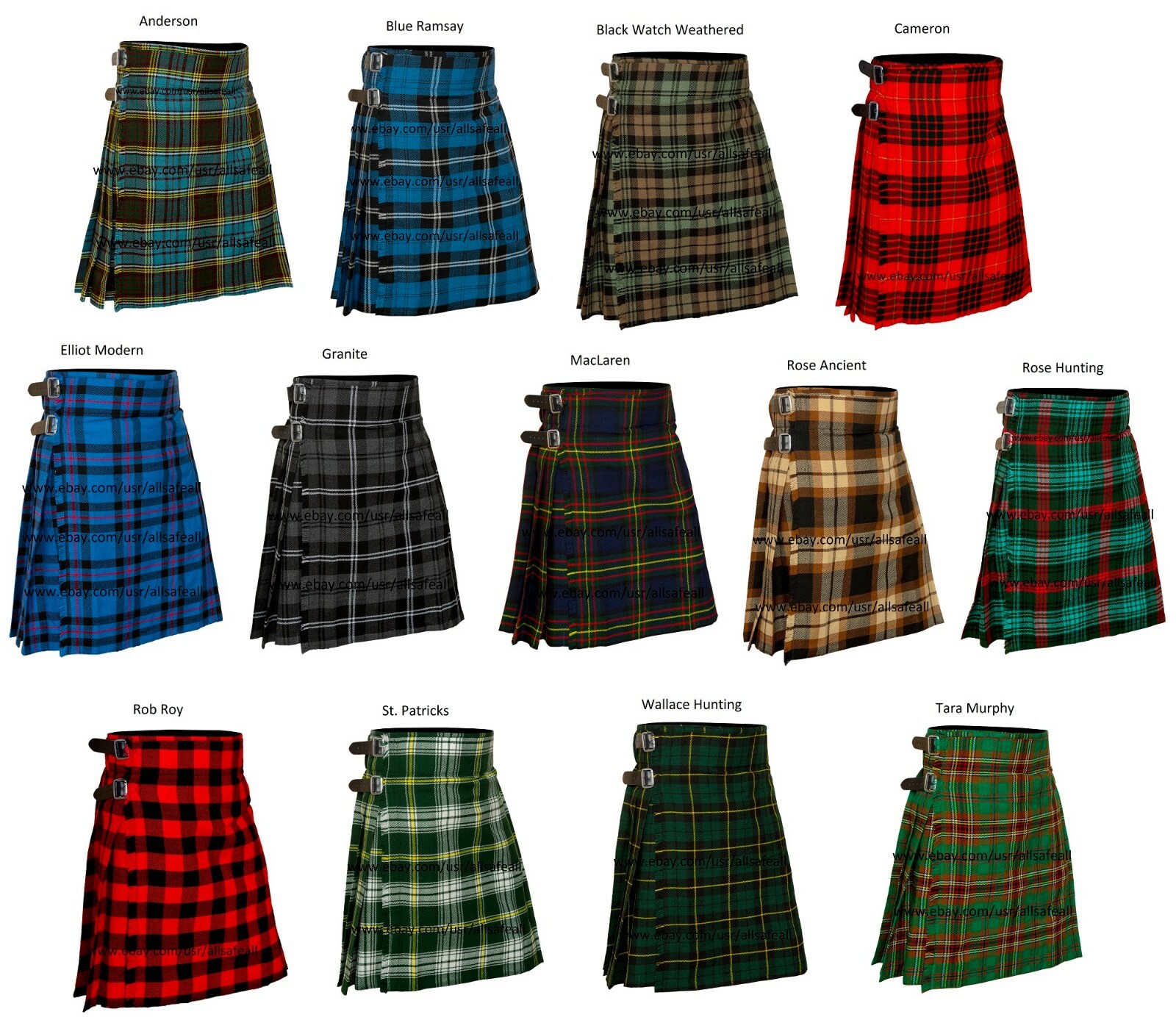 Men’s 8 Yard Deluxe Scottish Tartan Kilt, Highland Wedding Kilt, 15 Tartans