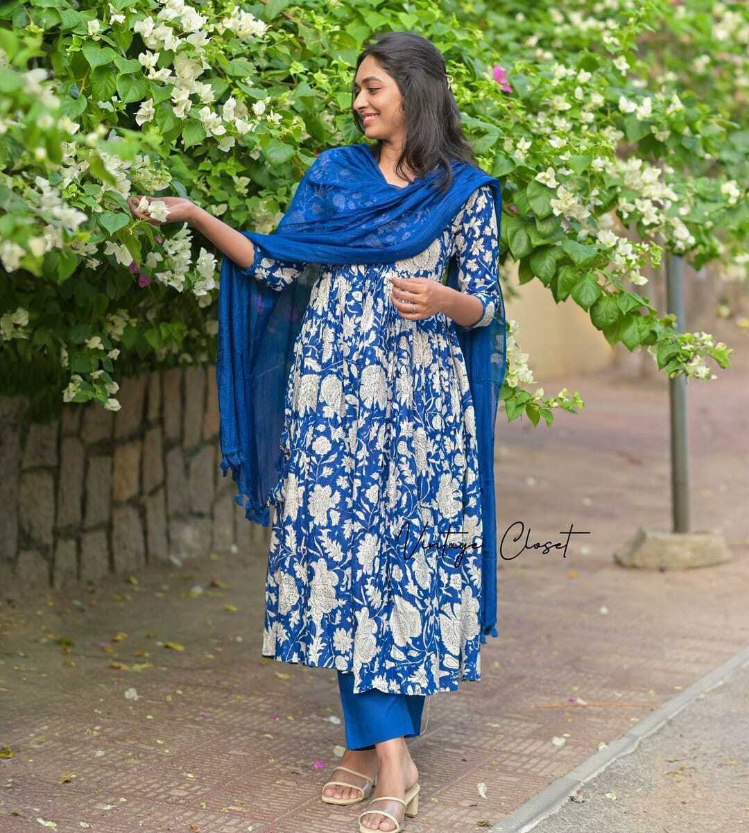 Heavy Cotton Festival Wear Kurta Palazzo Dupatta Set Indian Women Salwar Kameez
