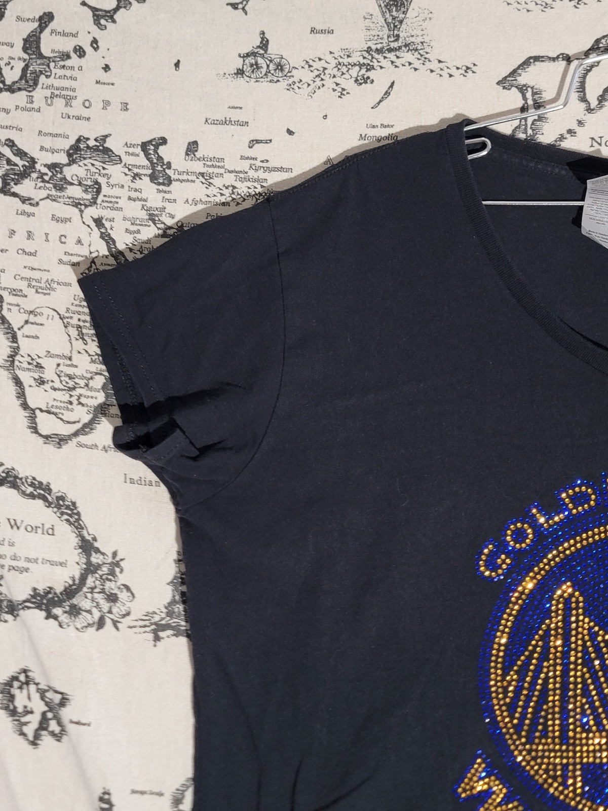 Gildan Golden State Warriors Rhinestone V-Neck T-Shirt Women’s 2XL