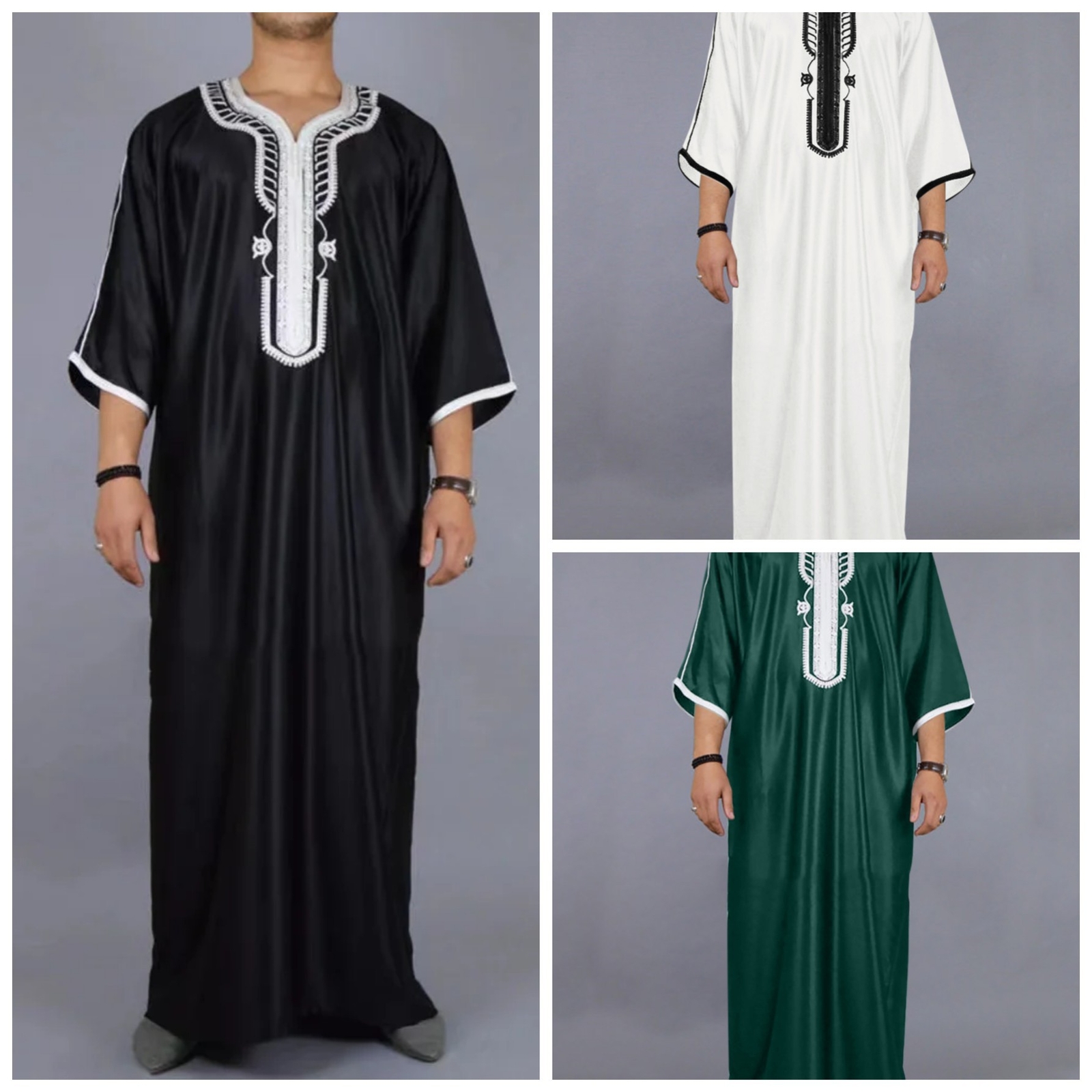 Men Muslim Robe Clothing Ethnic Loose Kaftan Thobe Abaya Arab Dubai Islam Dress