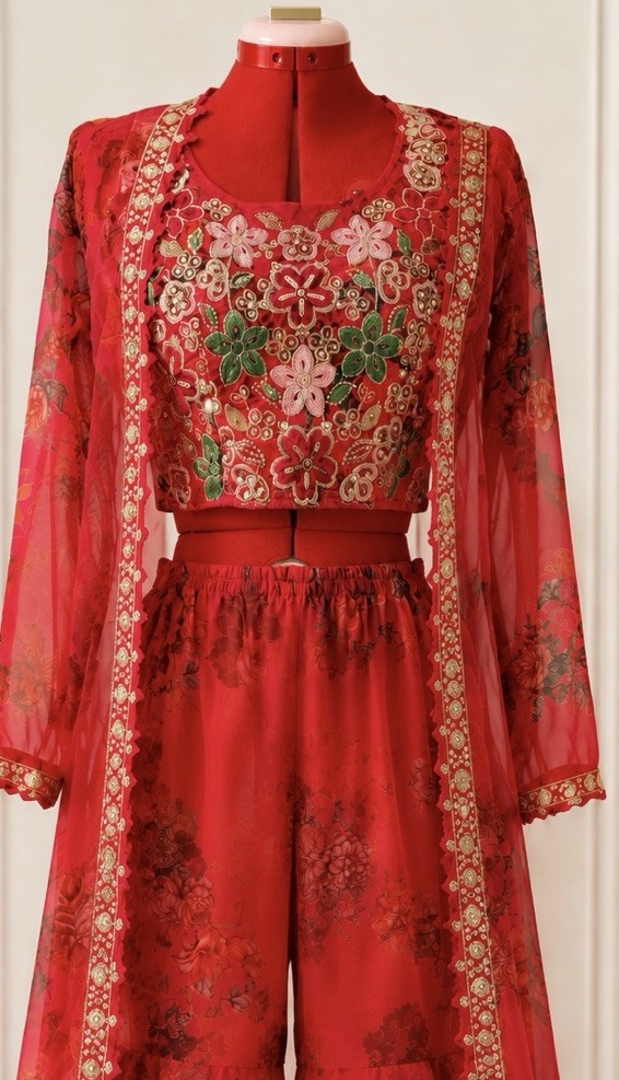 Designer Sharara Set Indian – Elegant Ethnic Wear INDO Western Wear Size Medium