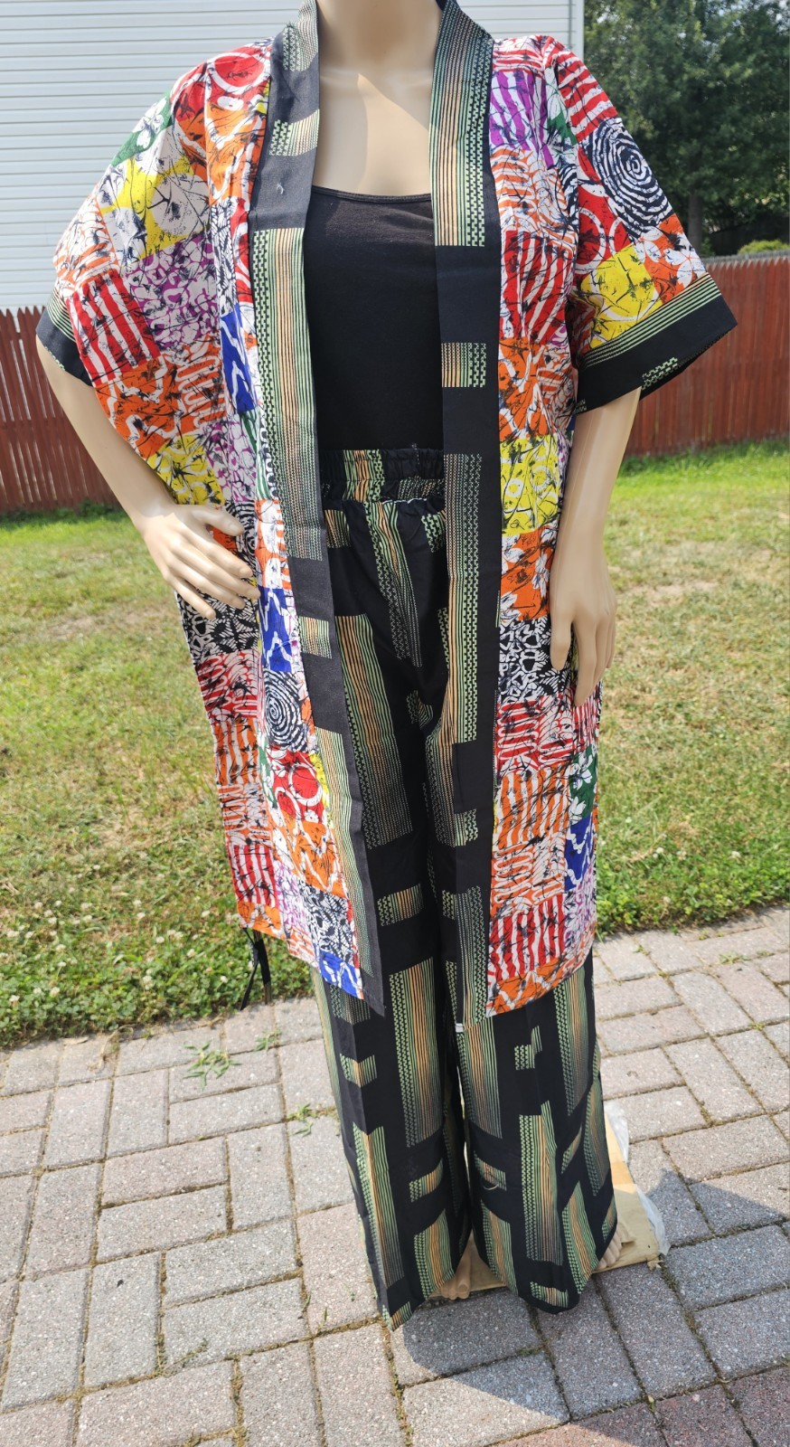 African Print 2 Piece Kimono with Long Pants