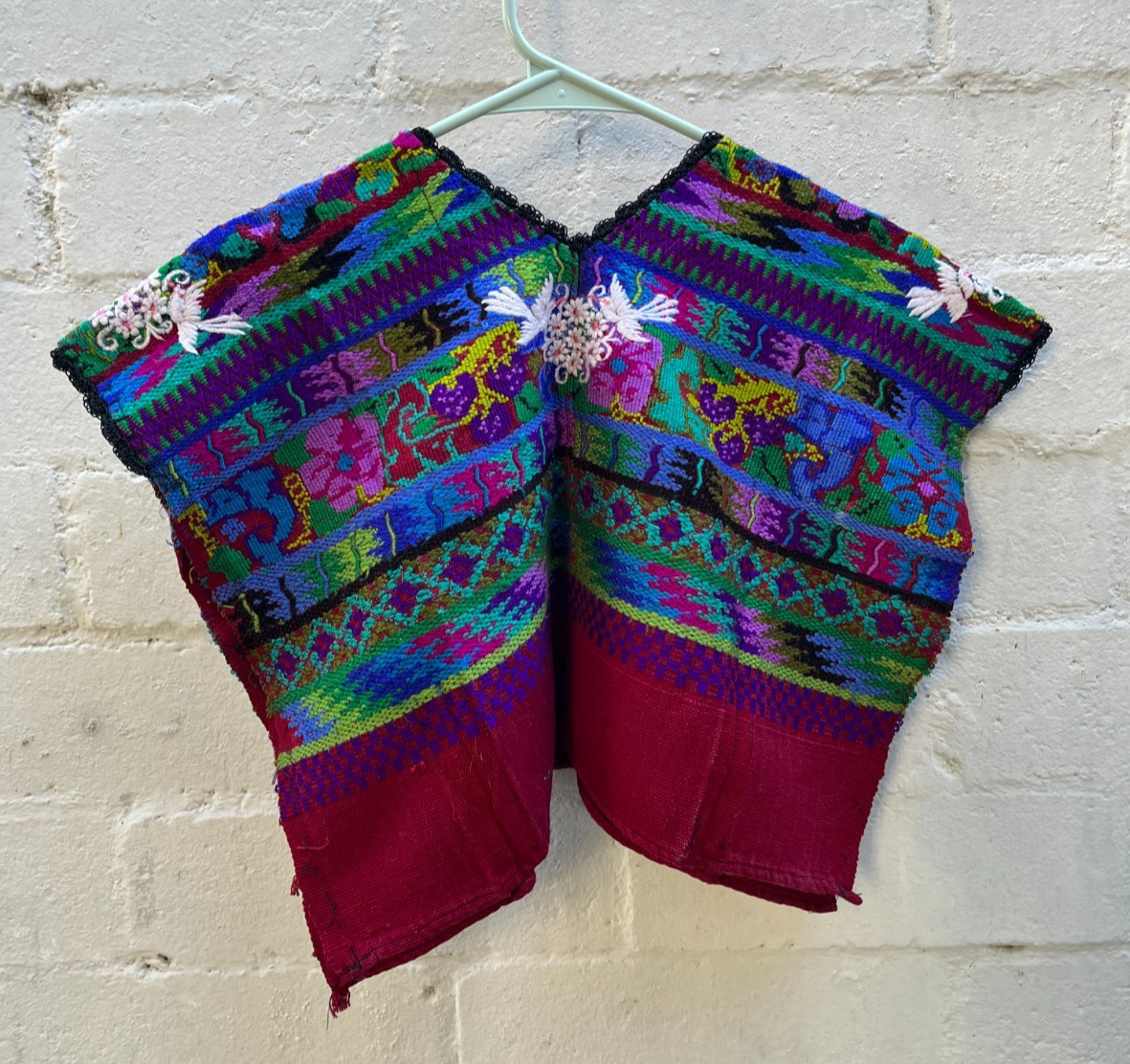 Vintage Child’s Dove Bird & Floral Guatemalan Huipil – Handwoven (EH)