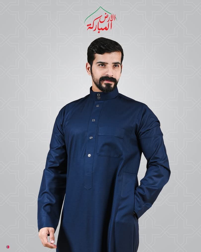 AlAseel navy blueThobe Jalabiyah Men Arab Muslim Saudi Dishdashثوب الاصيل كحلي