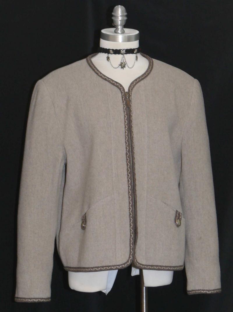 BROWN ~ WOOL German Women ZIPPER Cardigan SOFT Dress Walk Sweater JACKET 42 16 L