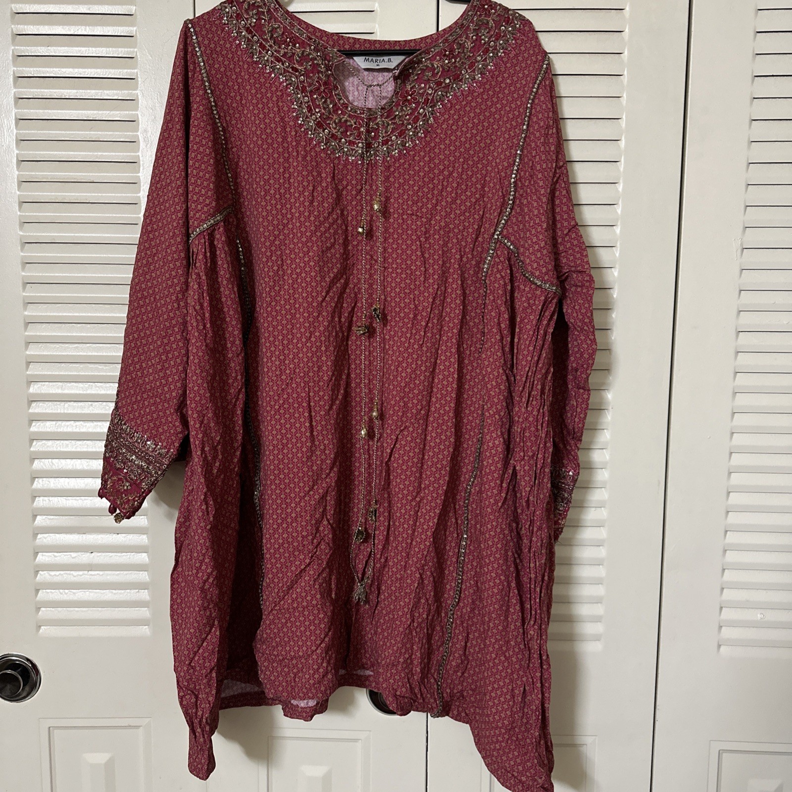 maria b original Embroidered Frock Kameez Shalwar Party Wear Linen Size XL