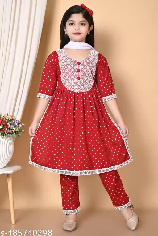 Traditional wear kurti for Girls / Festive & Party Kurta, Pajama, & Dupatta Set