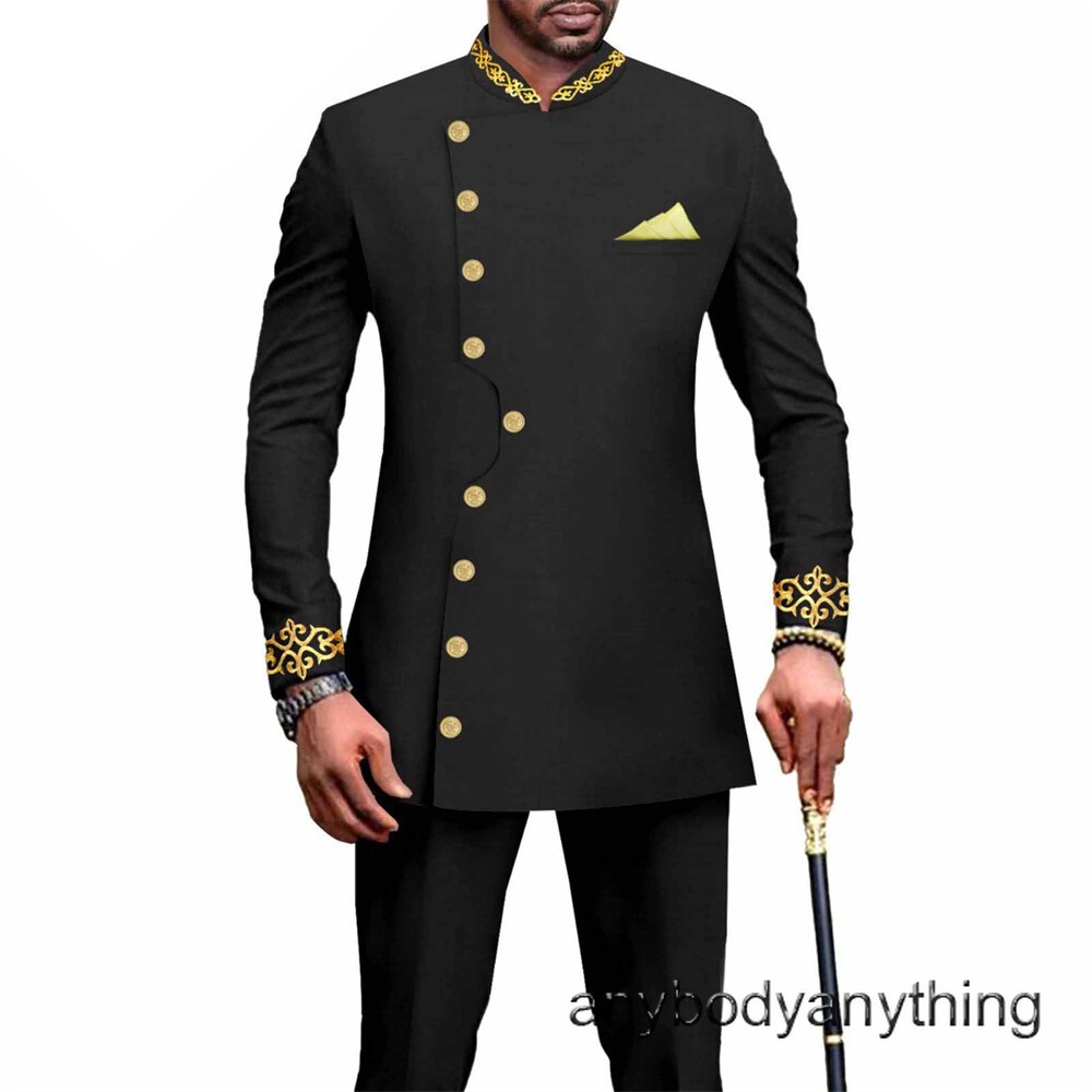 Men’s 2 Piece Set Traditional Shirt and Pants African Set Suit Middle East Suit