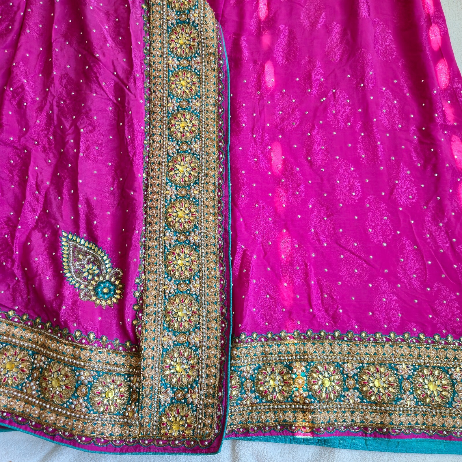 Bridal Deep Pink heavy Georgette Saree NEGOTIABLE