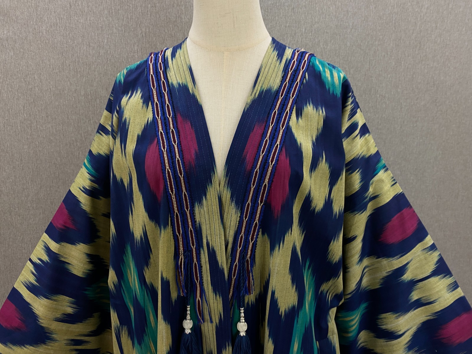 Uzbek Ikat Chapan Handmade Cotton Kimono Kaftan Boho Jacket Robe Festival Coat