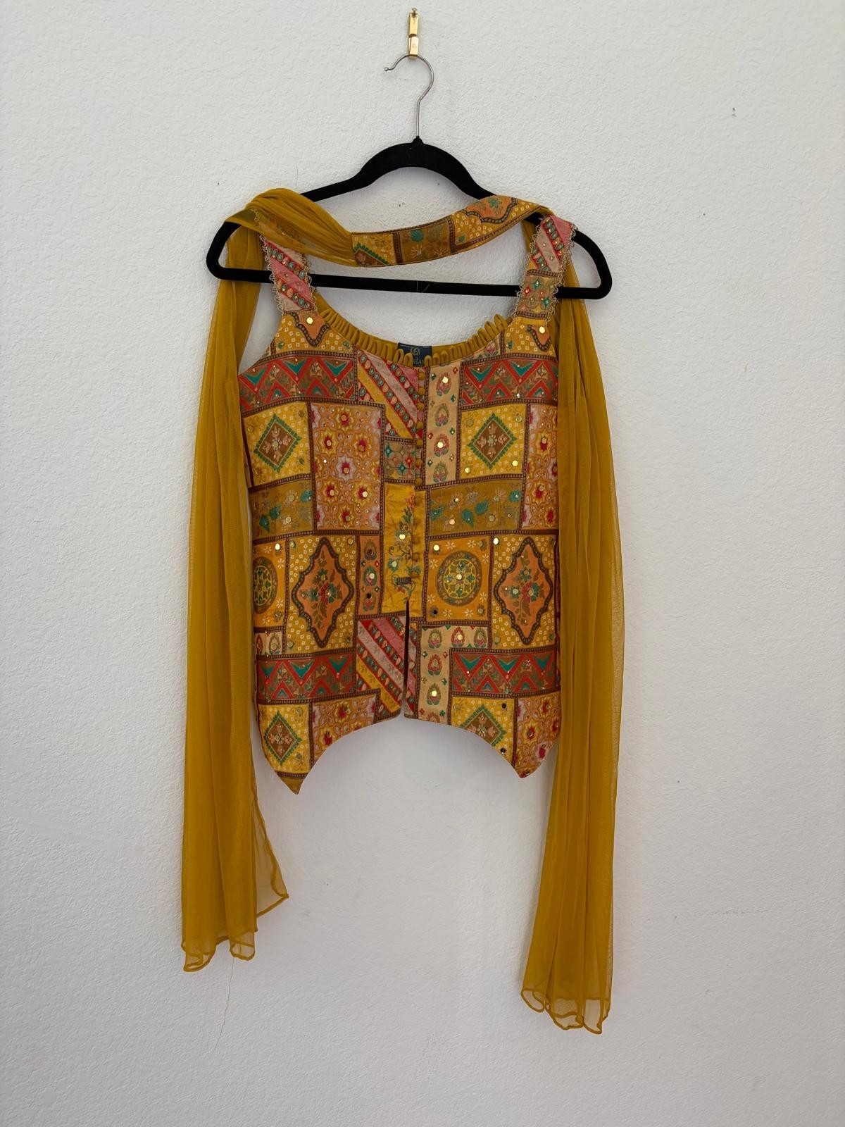Mustard Yellow Patchwork Palazzo Set with Dupatta
