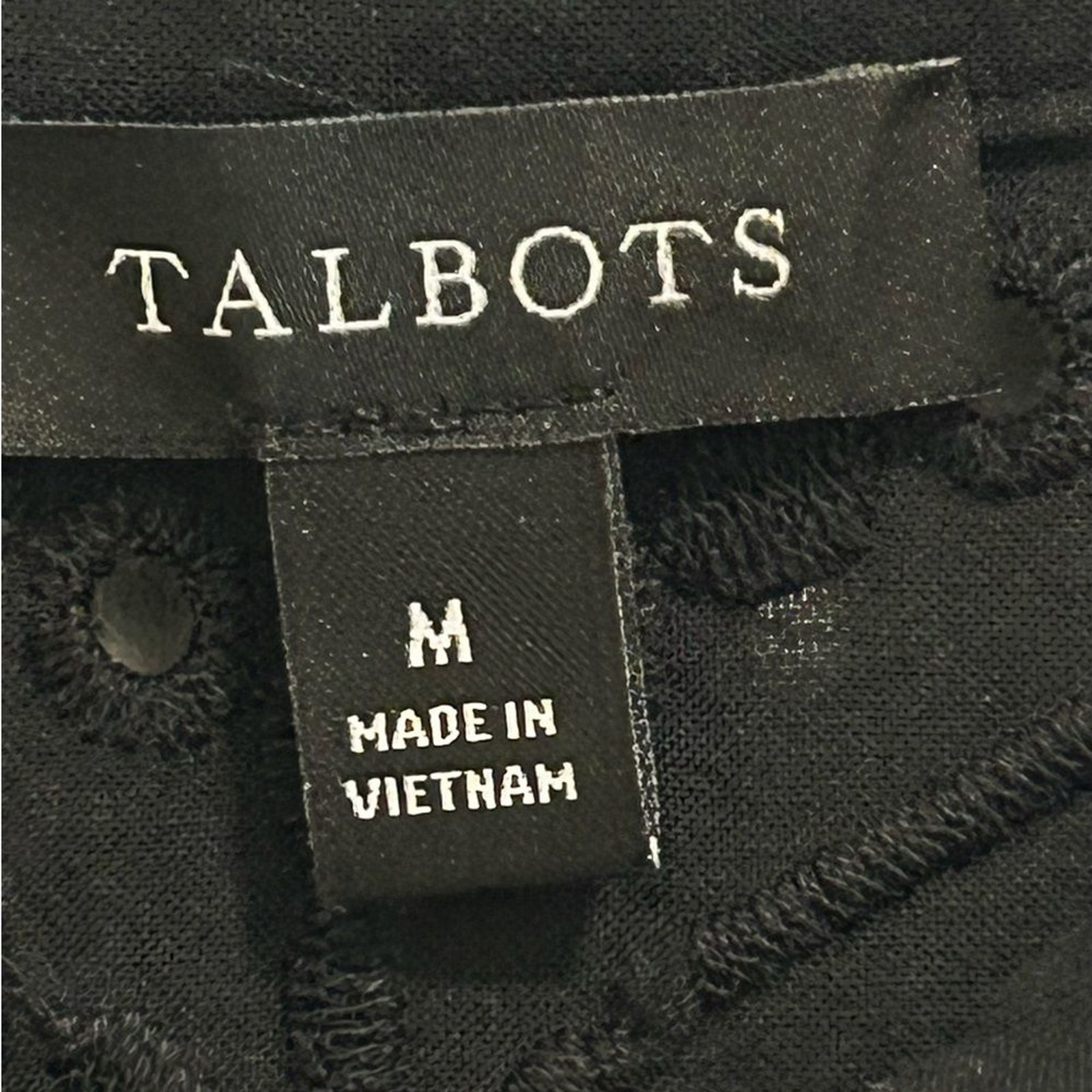 Talbots Black women Eyelet Button-Down blouse 100% COTTON Size M