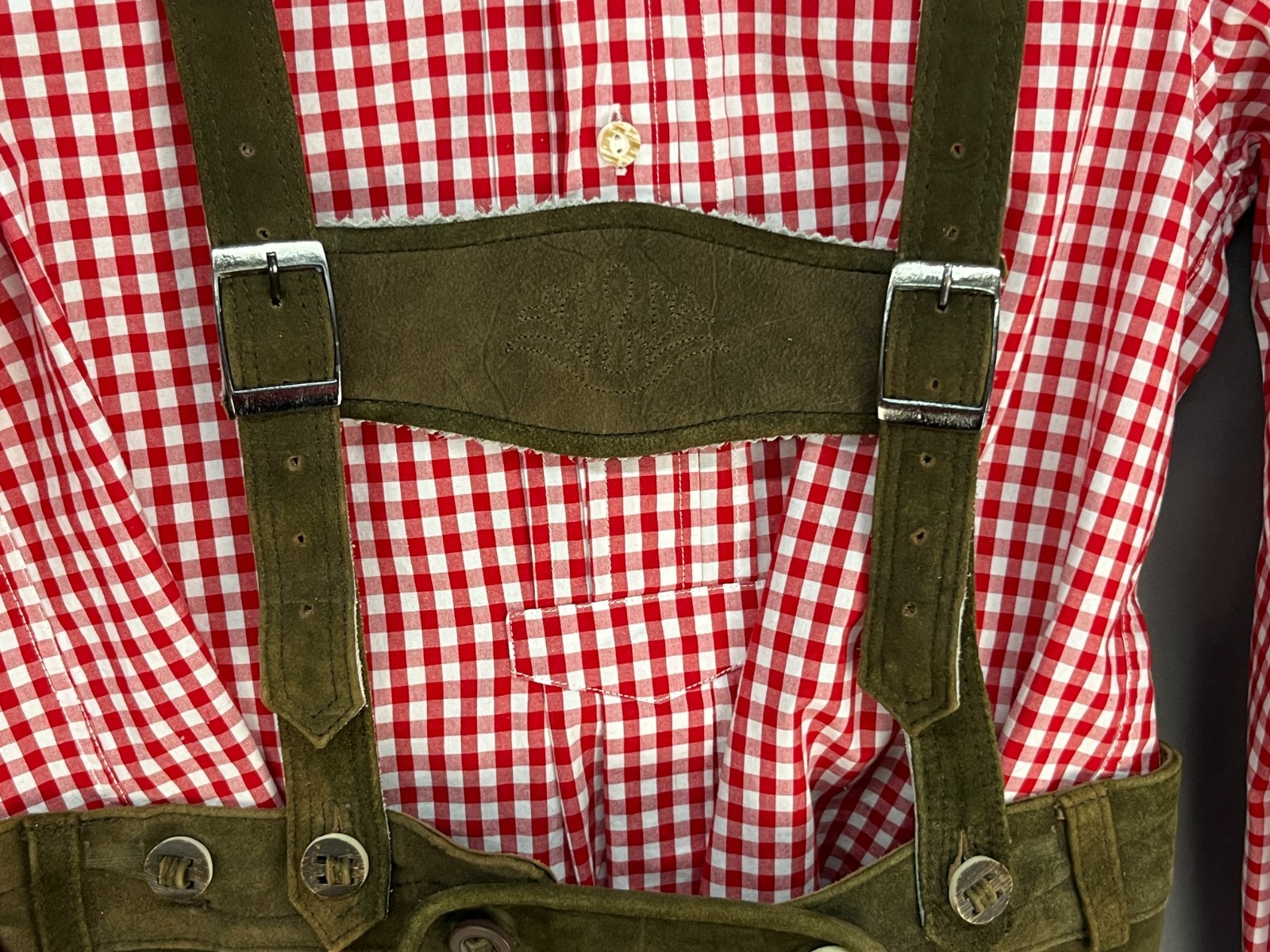 2 Pc Spieth & Wensky Child’s Green Lederhose & Shirt Size 140