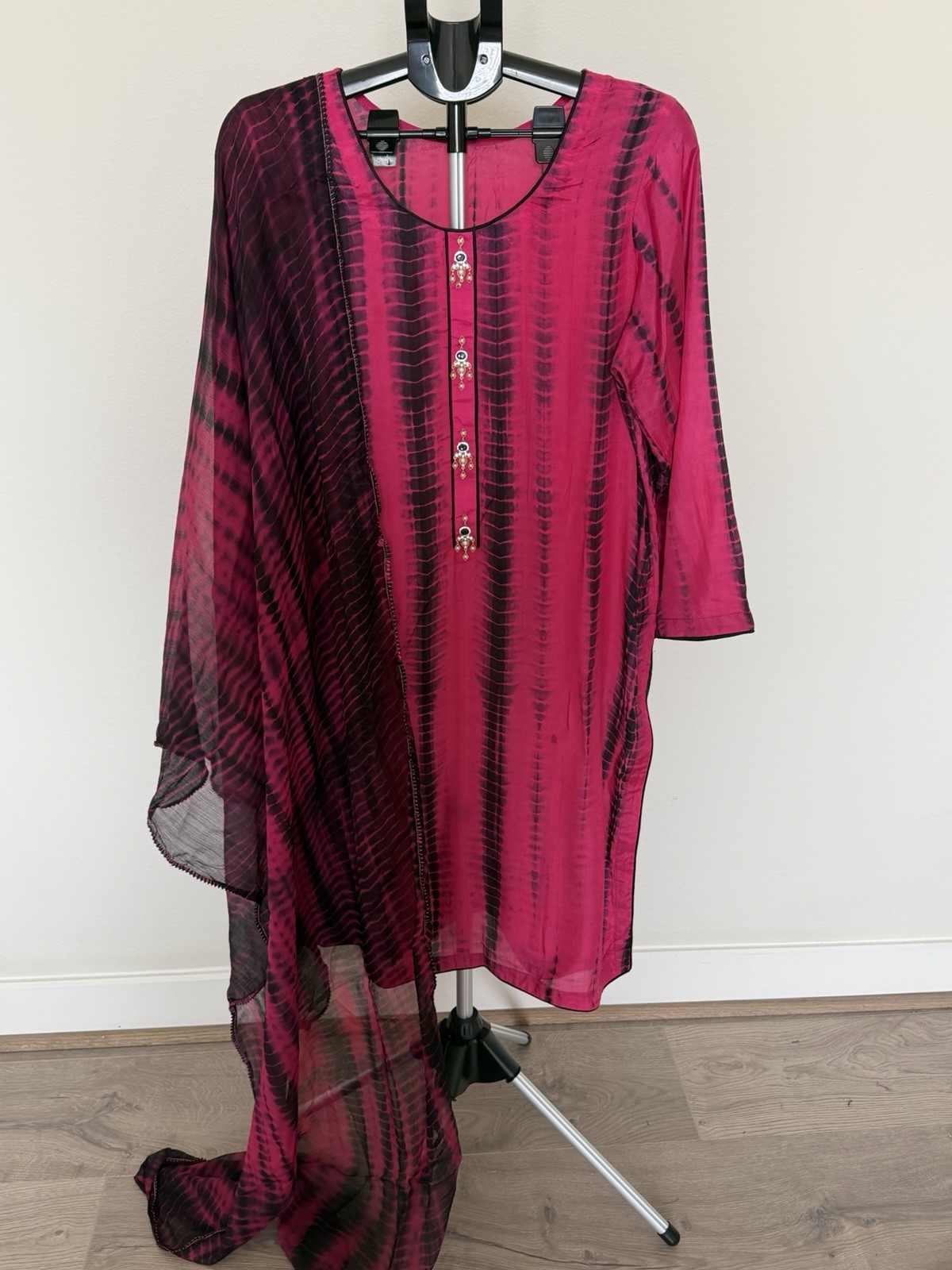 3 Pc NEW Tie&Dye Pink Pakistani Shalwar Kaeez Women- FREE SHIPPING