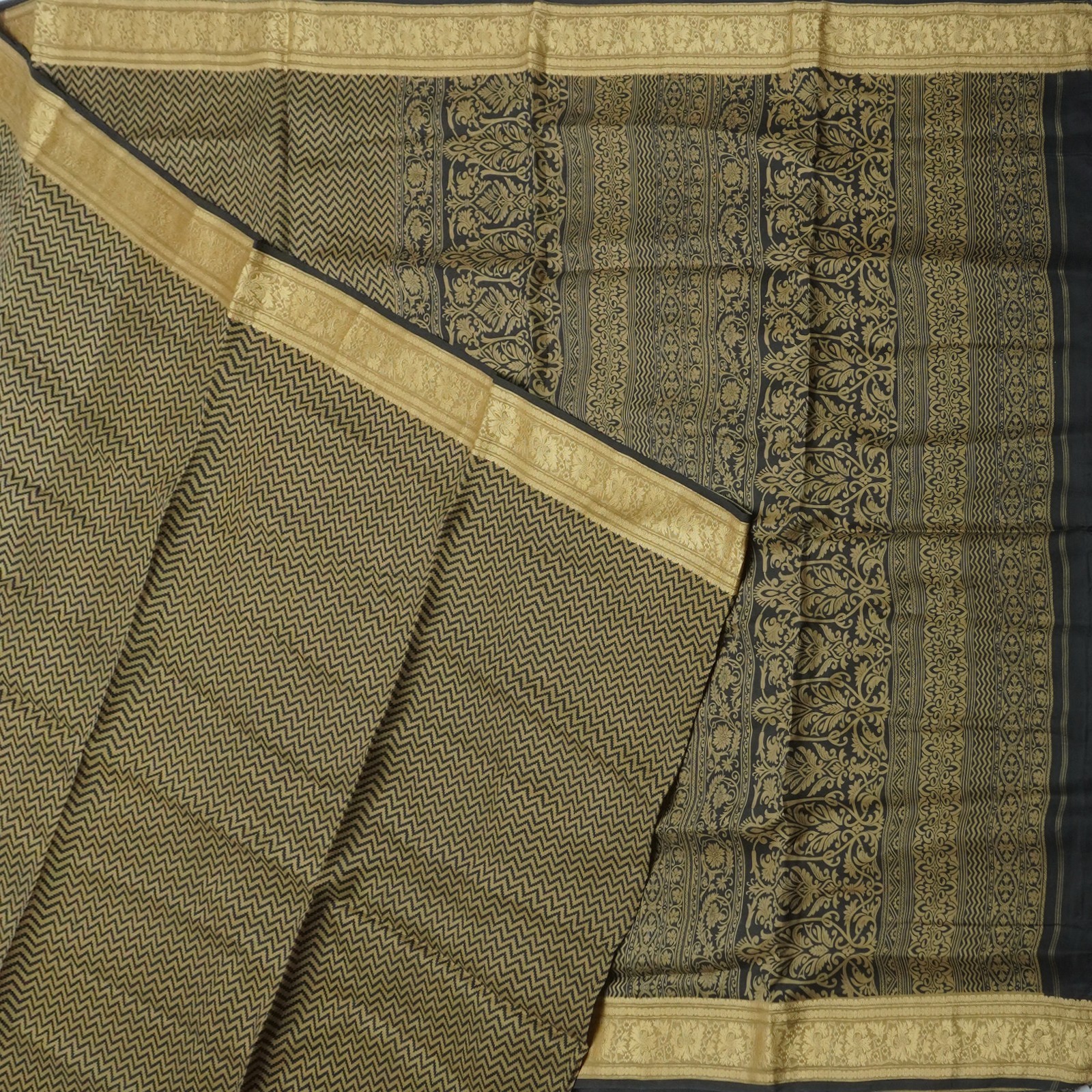 Namaste Vintage Black Sarees 100% Pure Silk Printed Indian Sari 6YD Craft Fabric