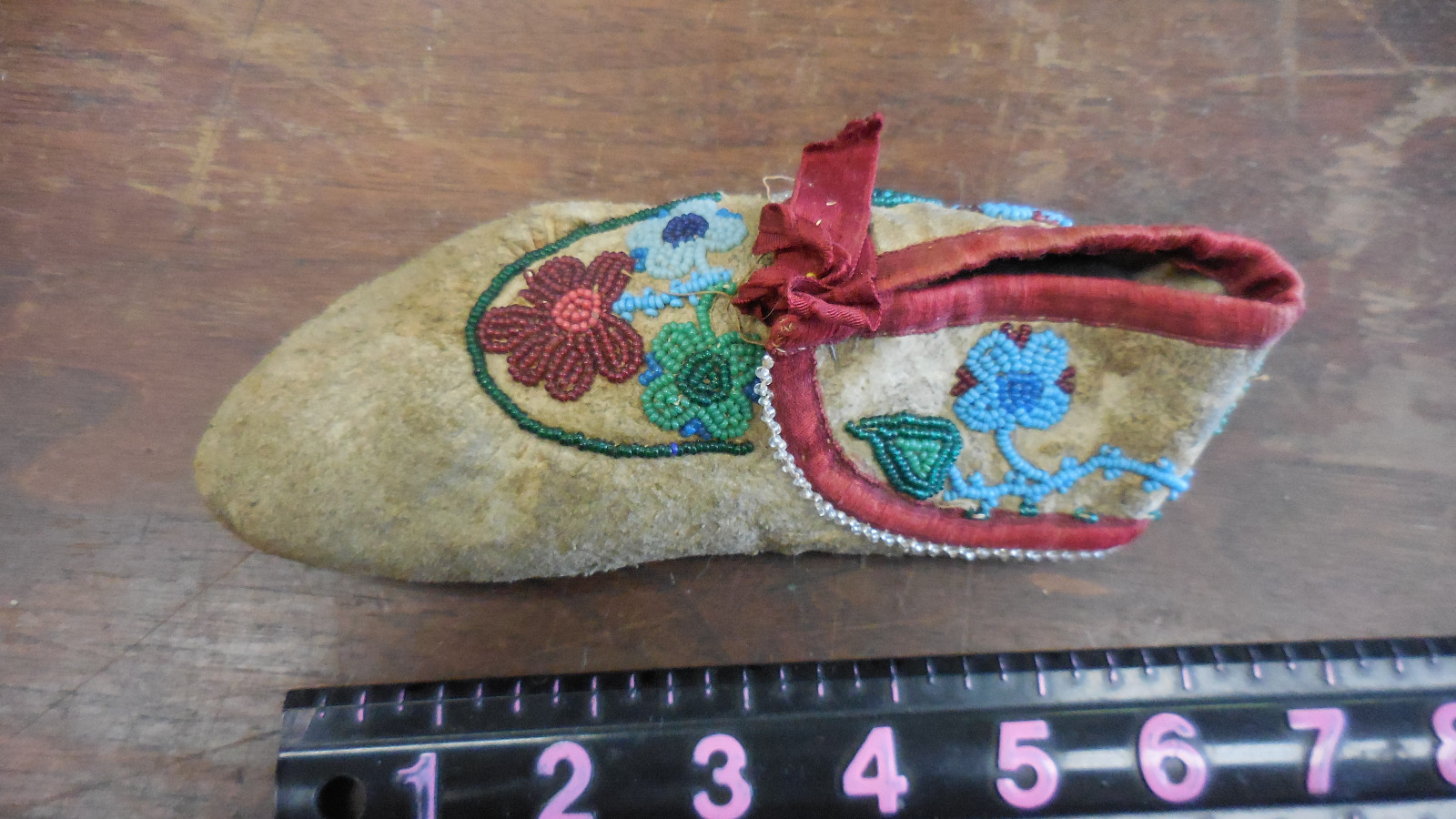 Authentic Native American Beaded Baby Moccasins–some damage