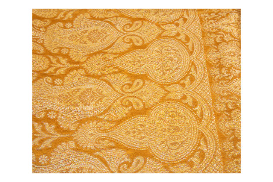 Indian Traditional Tussar Silk Yellow Saree With Heavy Blouse Piece For Women