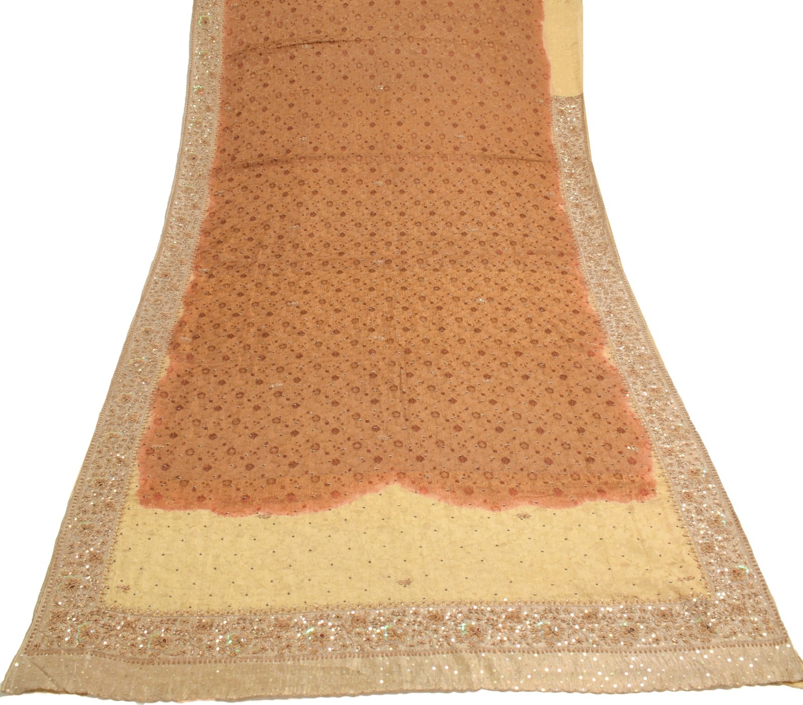 Sushila Vintage Pure Tissue HEAVY Saree Zari Sequins Sari with Blouse Fabric