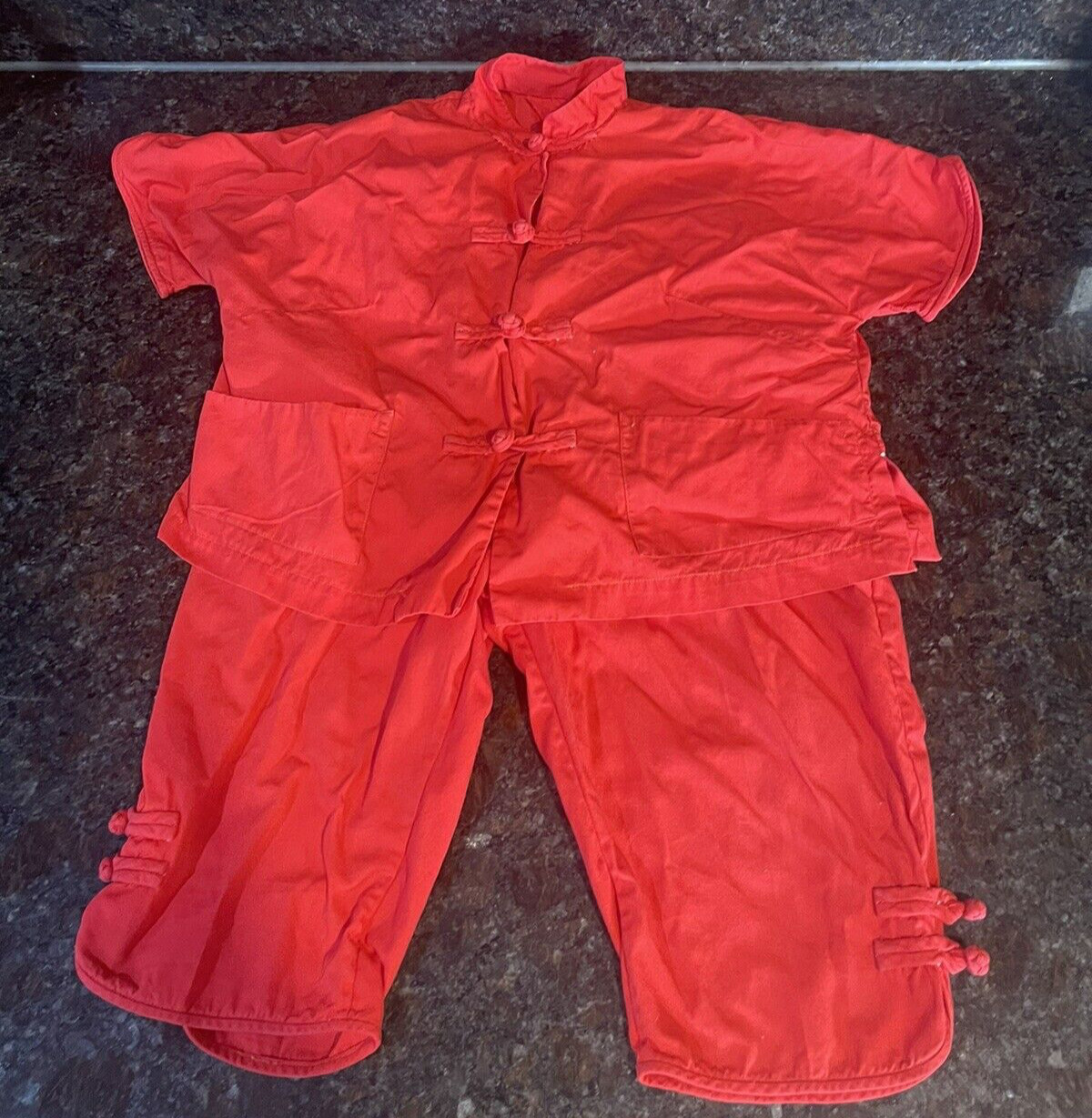 VINTAGE CHILDS RED SHIRT AND PANTS FROM JAPAN ~ SIZE 2/3 NO TAG ~ OVER 40 YEARS