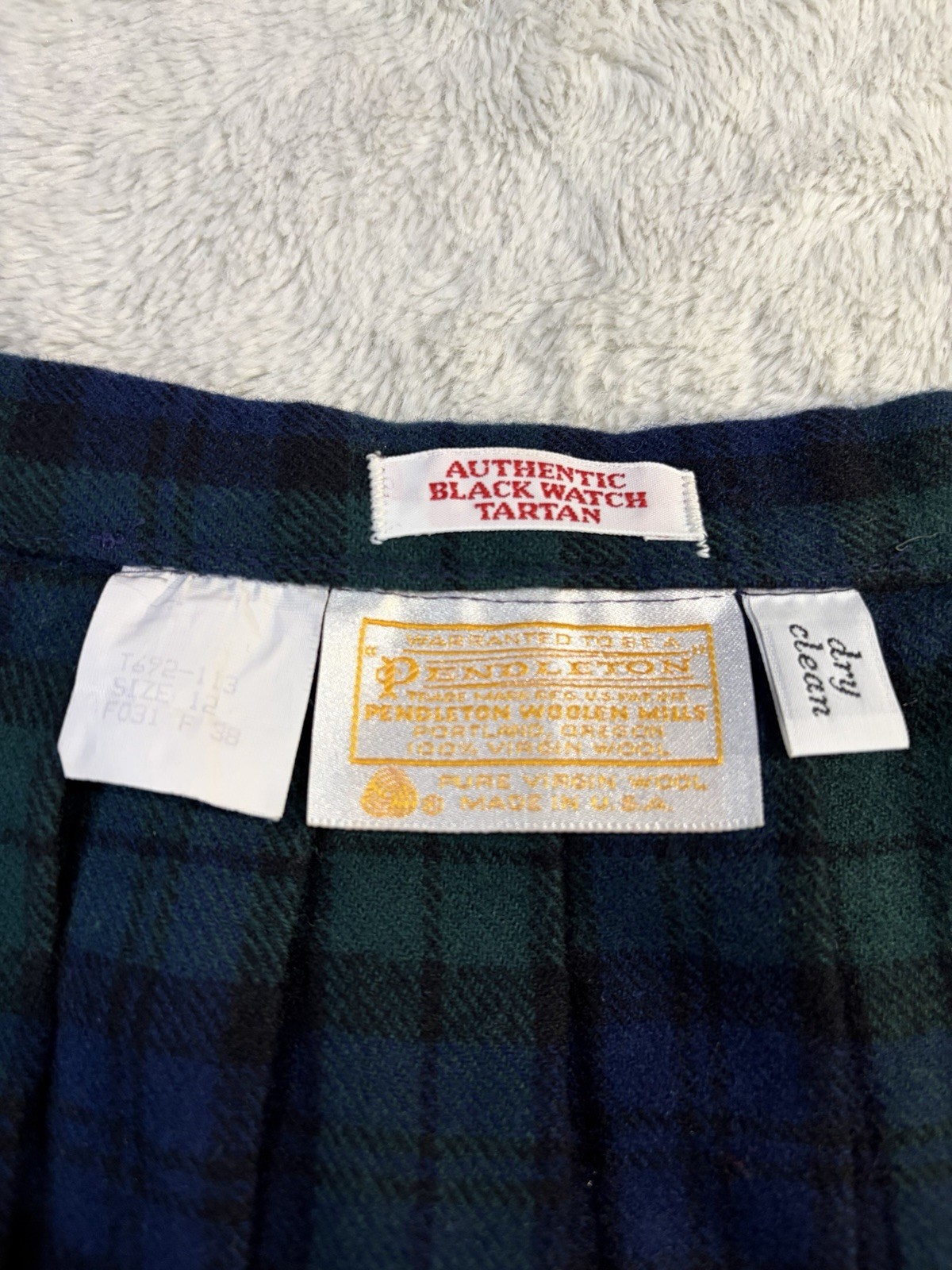 Pendleton Black Watch Tartan Pure Virgin Wool Traditional Kilt Skirt Size 12