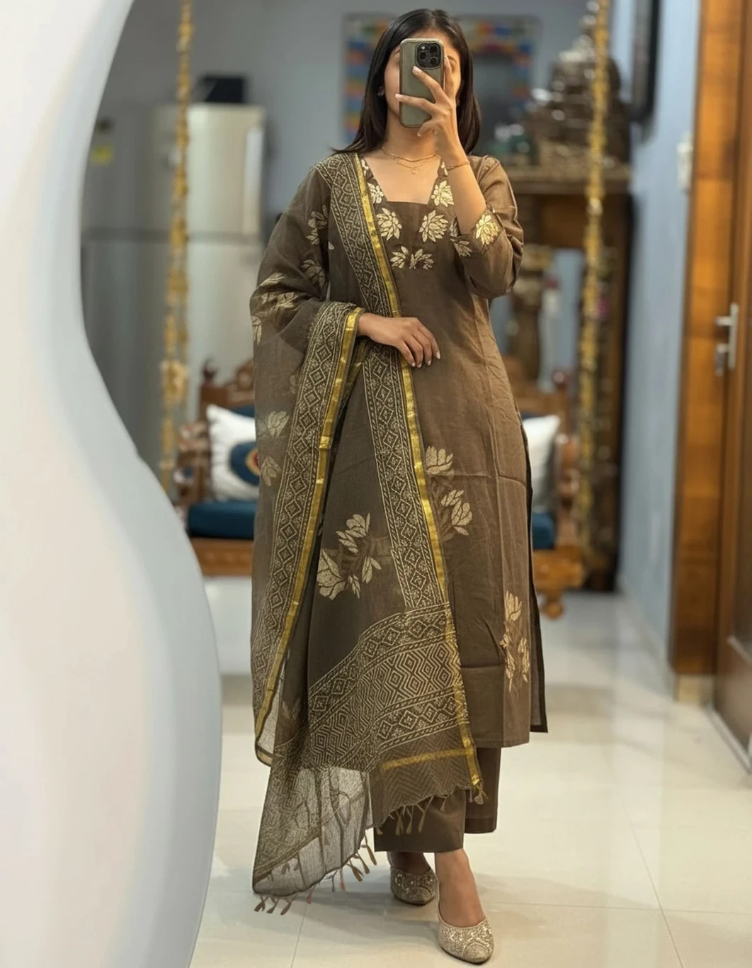 Women Purple A-Line Kurta with Pant and Dupatta, Indian Plus Size Salwar kameez