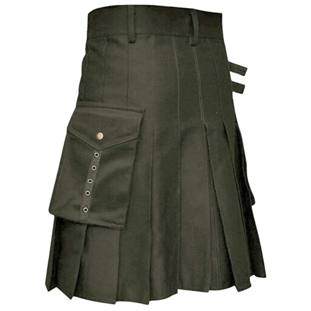 for traditional Men Scottish Festival Kilt Solid Color Dress Skirt