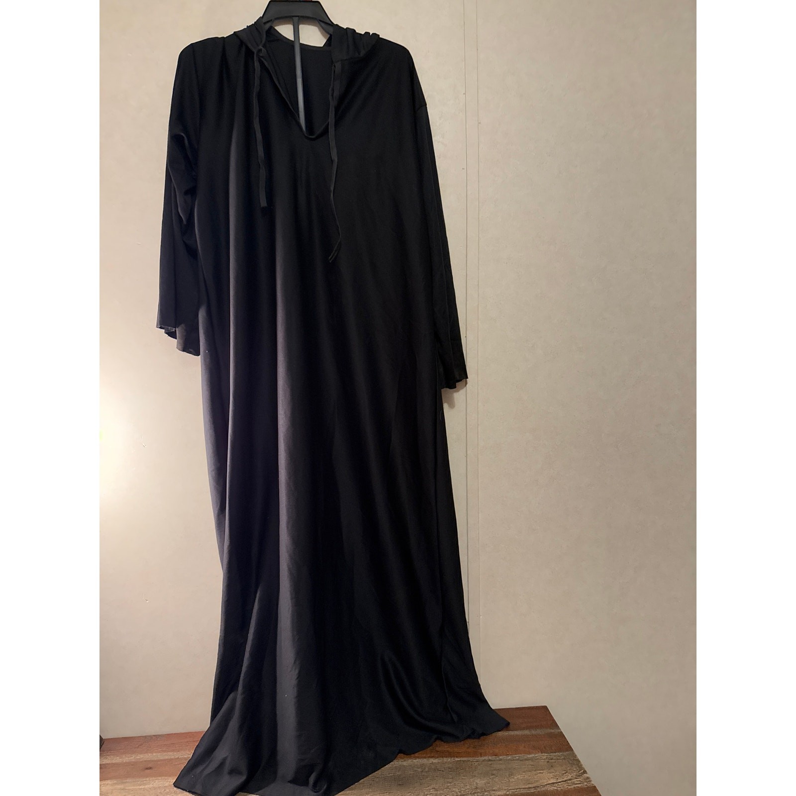 Vintage Rubie’s Long Black Hooded Gown Cloak – Halloween Costume Ghoul Reaper