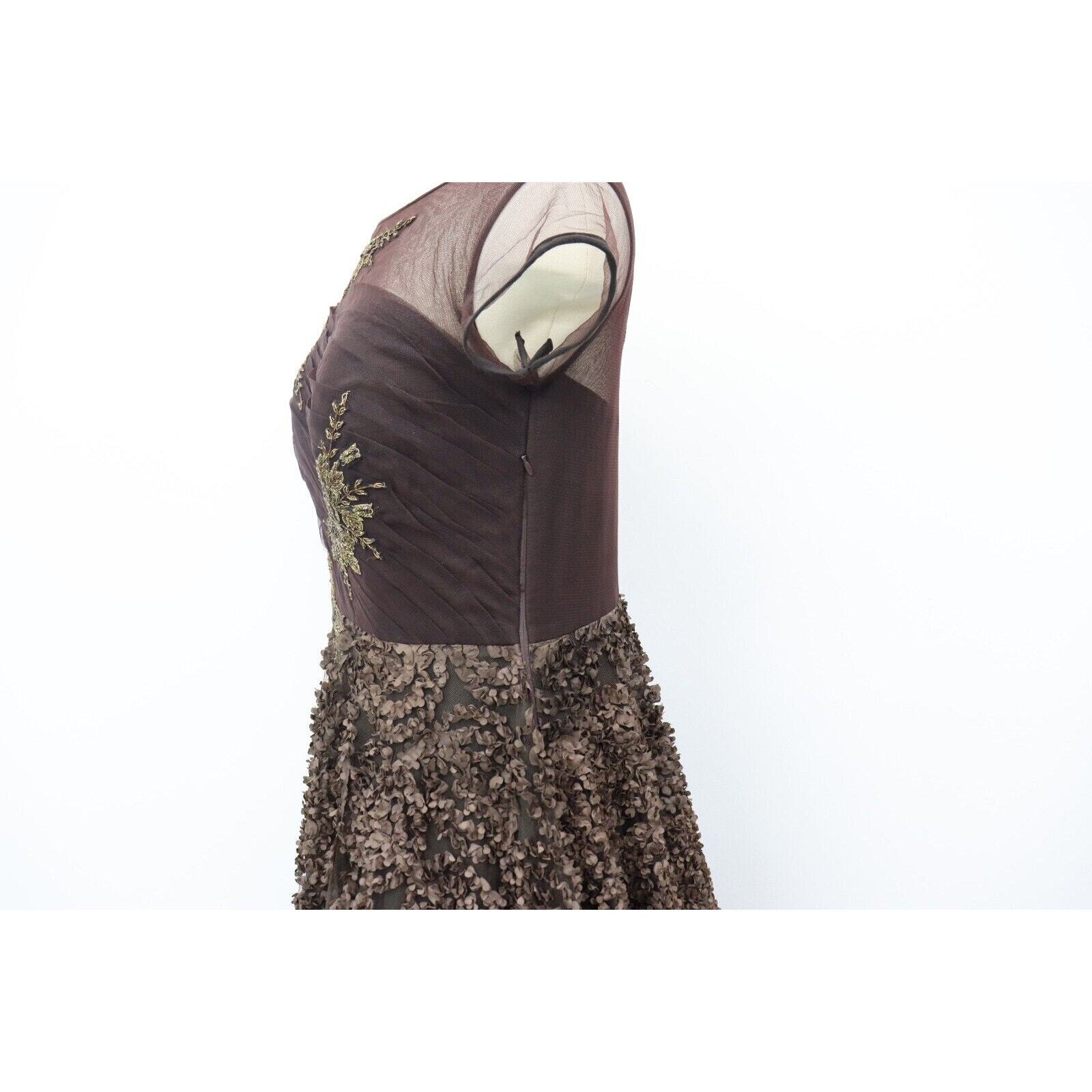 Karishma Indian Gown Size Medium Brown with Gold Floral Beading