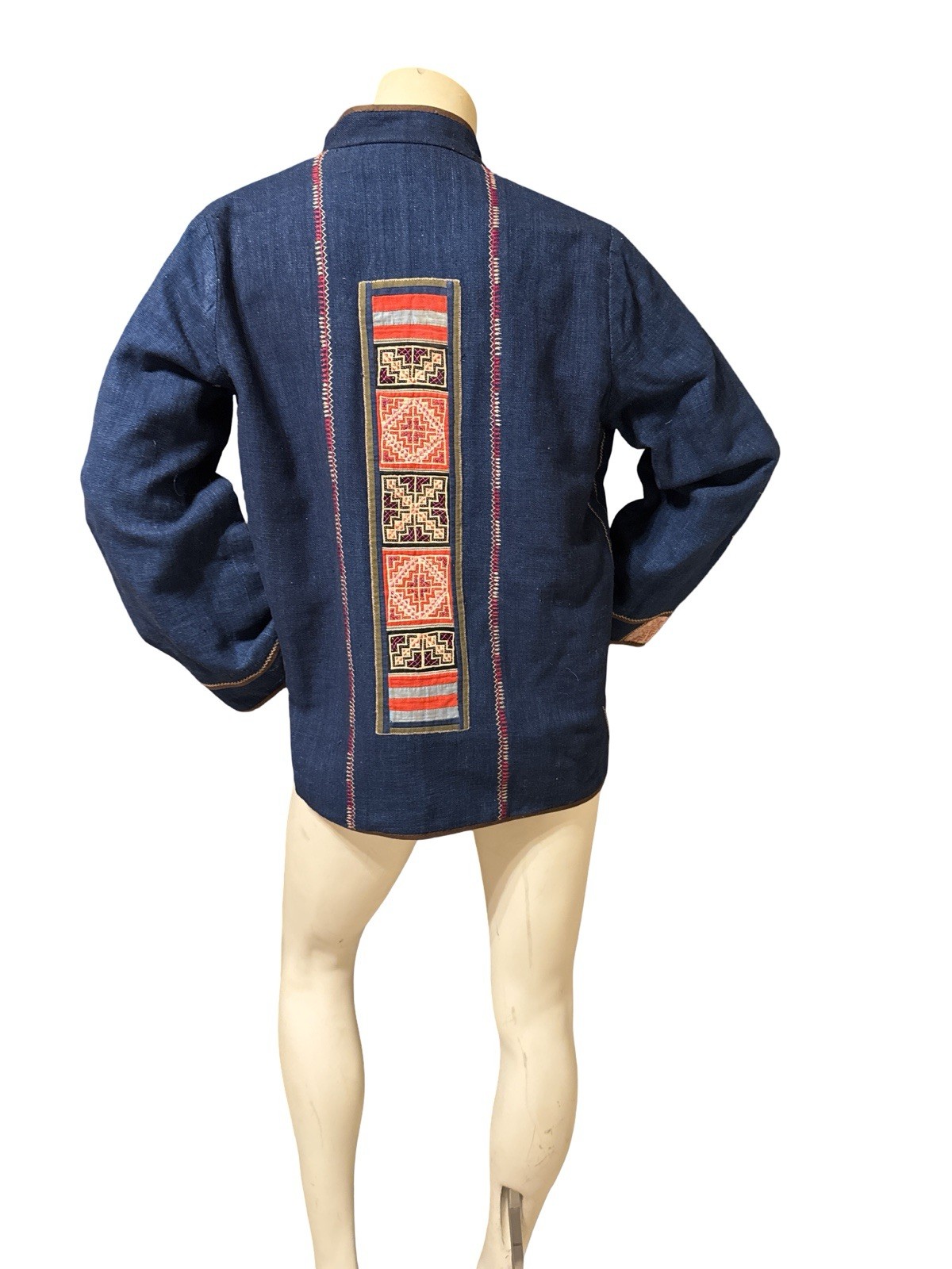 Miao Hmong Chinese Jacket Multi-color Hand Embroidered Linen Silk Apliqué Med