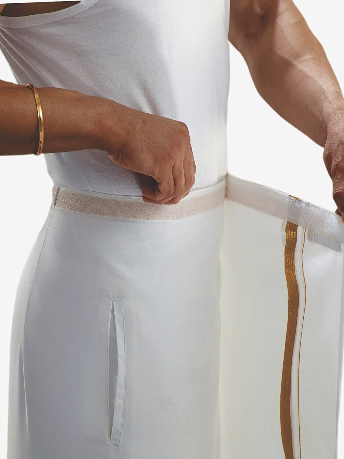 Cotton Mens Welcro pocket Lungi/Dhoti Readymade Lungi/Dhoti (Pack of 1) – CA